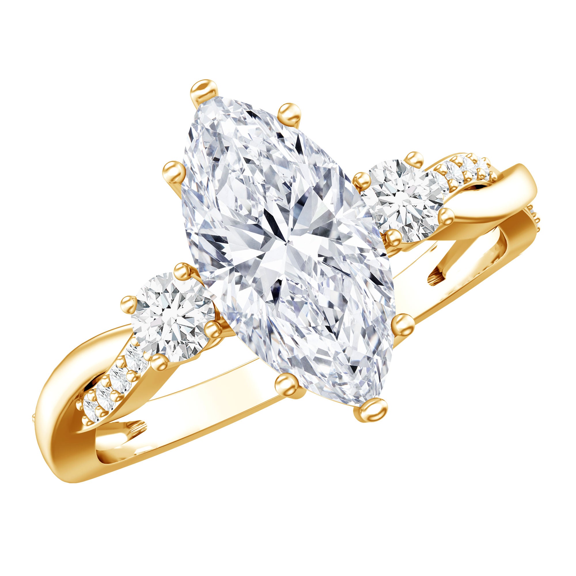 2 Carat Marquise Cut Lab Grown Diamond Crossover Engagement Ring with IGI Certificate Lab - ( EF-VS ) - Rosec Jewels