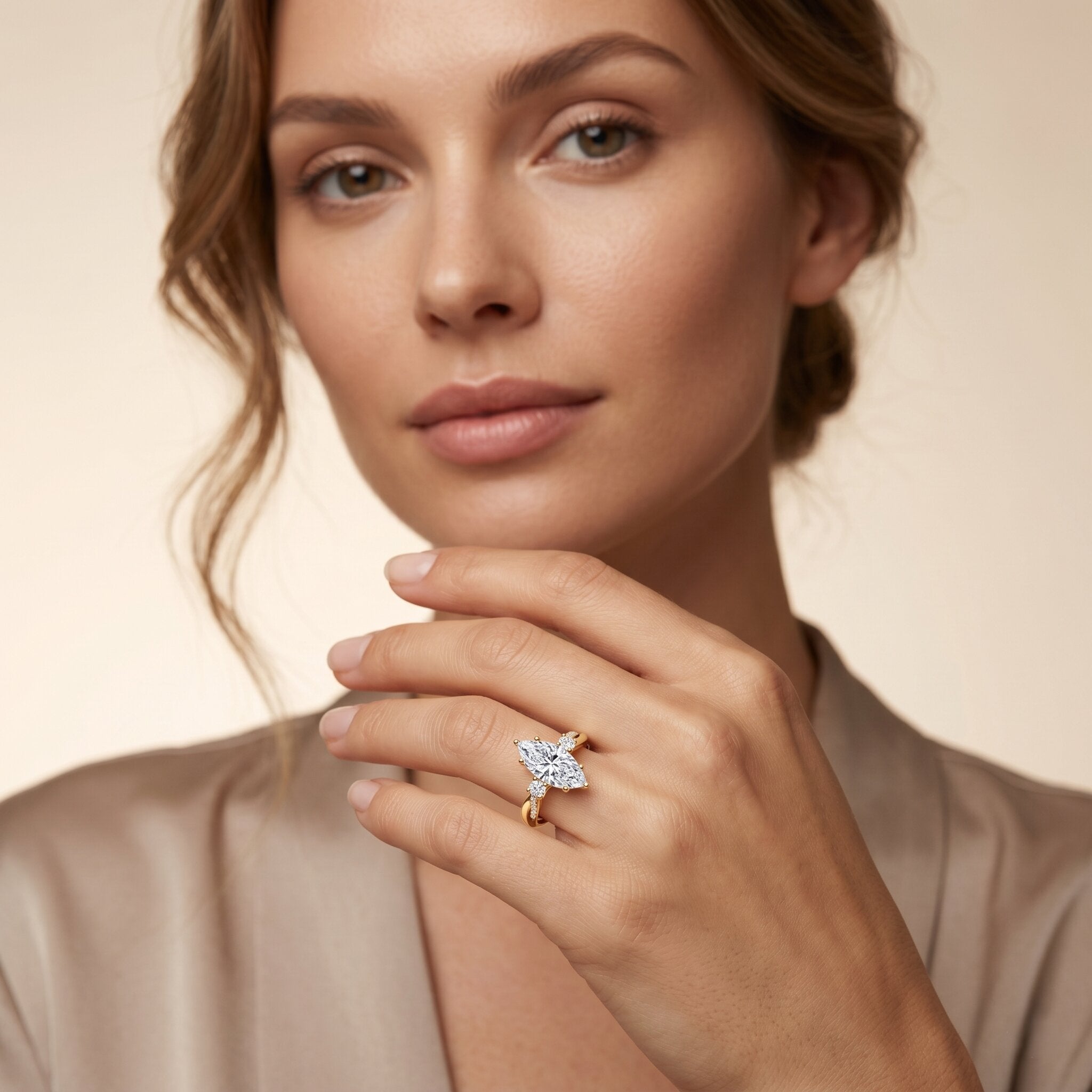 2 Carat Marquise Cut Lab Grown Diamond Crossover Engagement Ring with IGI Certificate Lab - ( EF-VS ) - Rosec Jewels