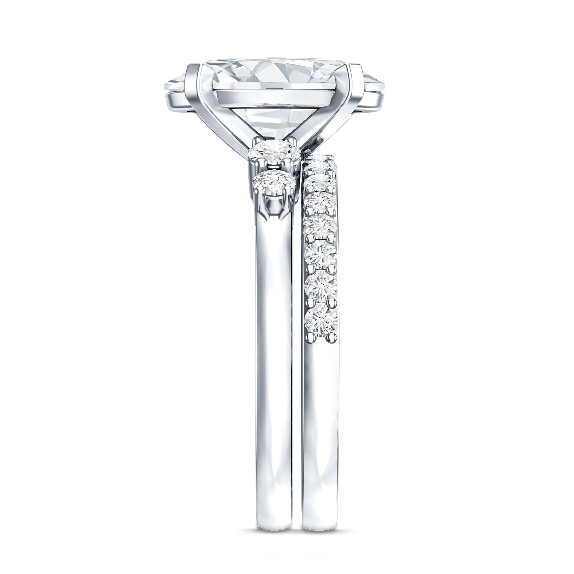 4 Carat Oval Wedding Ring Set with IGI Certified Lab Grown Diamond Lab - ( EF-VS ) - Rosec Jewels