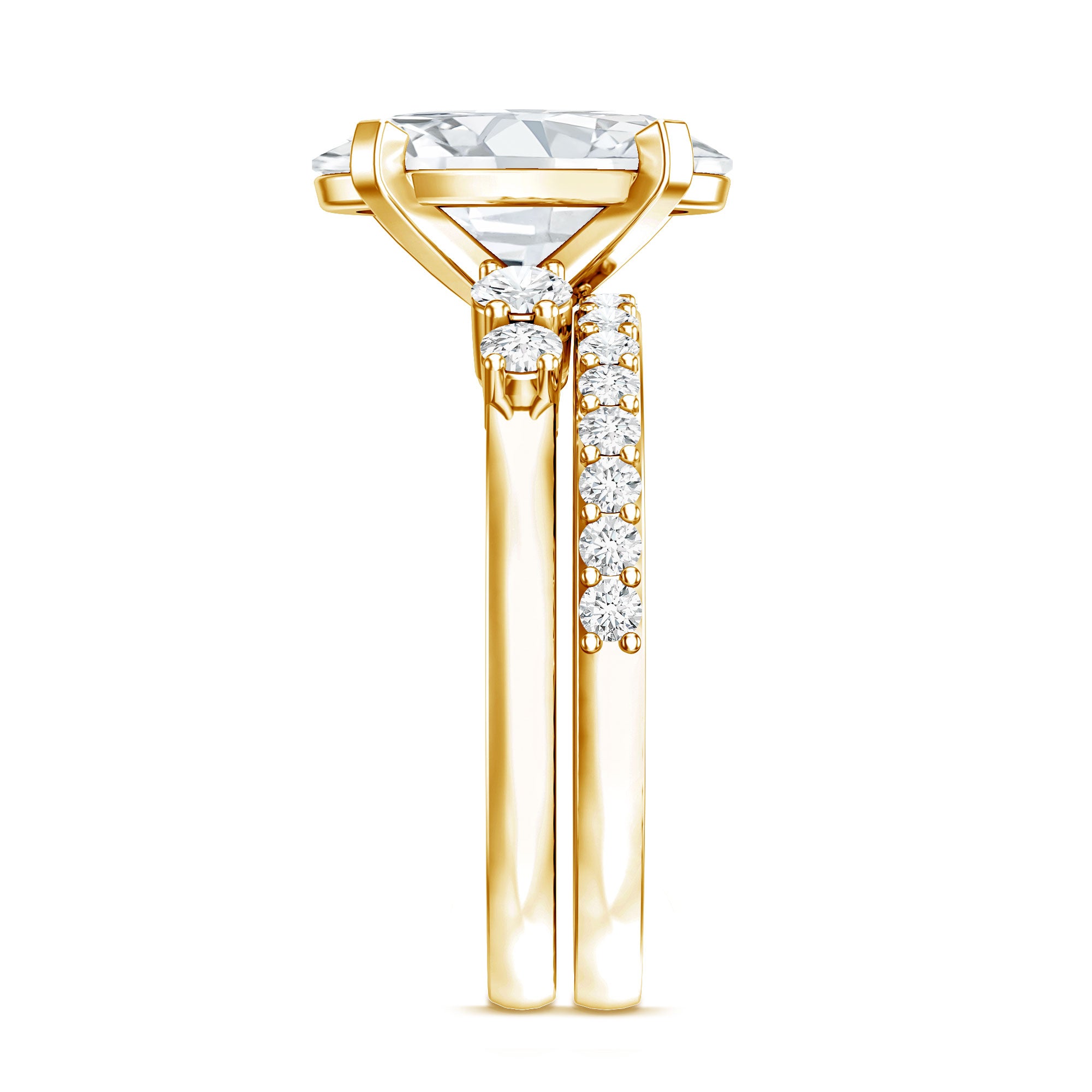 4 Carat Oval Wedding Ring Set with IGI Certified Lab Grown Diamond Lab - ( EF-VS ) - Rosec Jewels