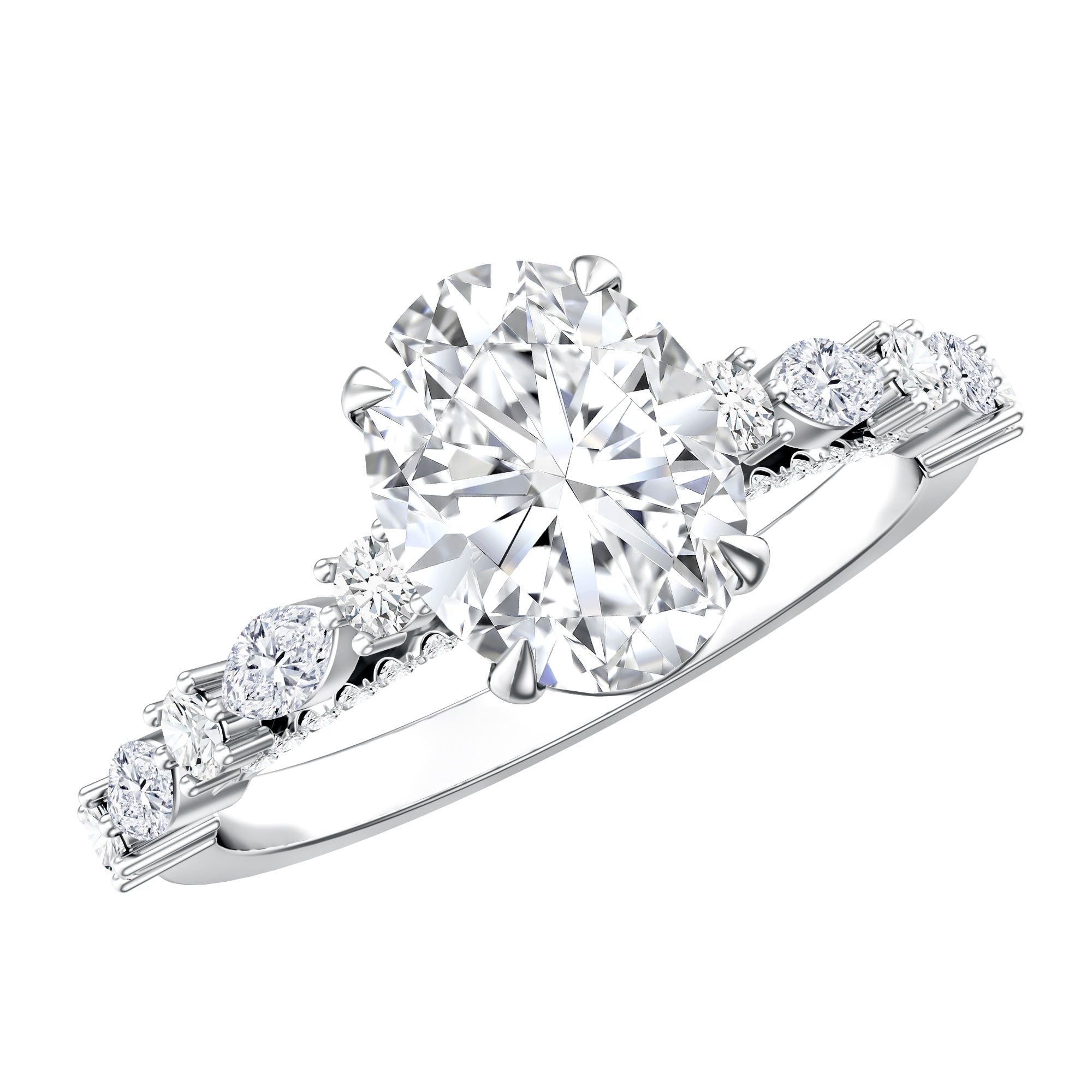 2 Carat Oval Lab Grown Diamond Engagement Ring with IGI Certificate Lab - ( E-VS1 ) - Rosec Jewels