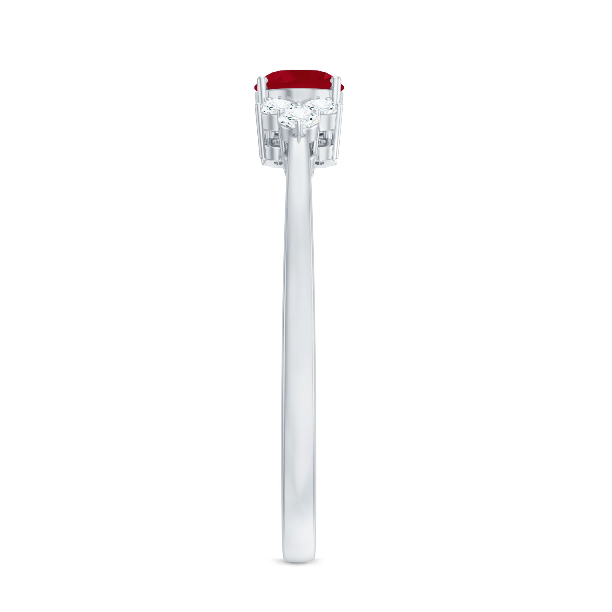 Rosec Jewels-East West Style 0.6 Carat Ruby Oval Promise Ring with Diamond