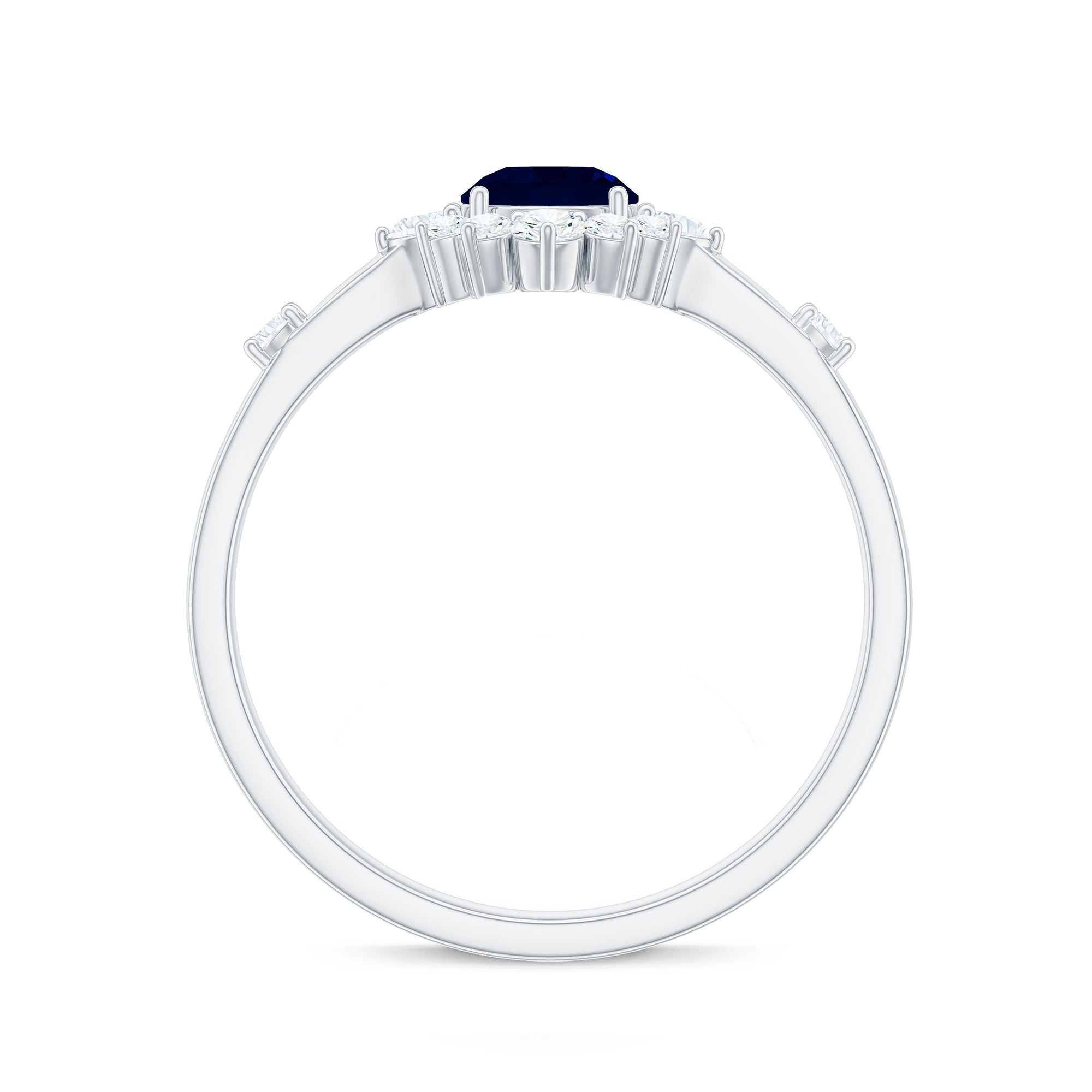 Natural 0.9 Carat Blue Sapphire Engagement Ring with Diamond Halo AAA - Rosec Jewels