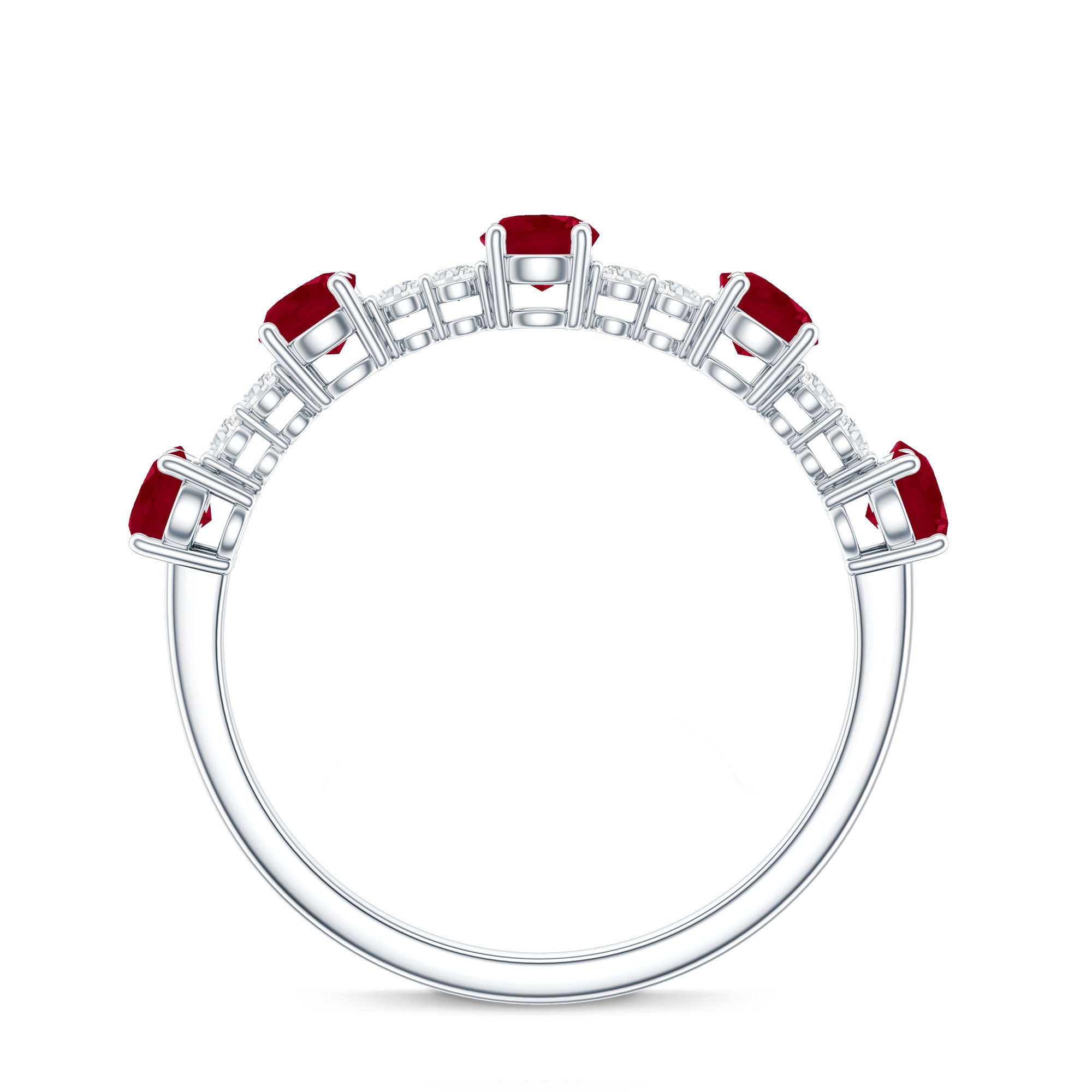 Real Ruby Diamond Half Eternity Ring for Anniversary AAA - Rosec Jewels