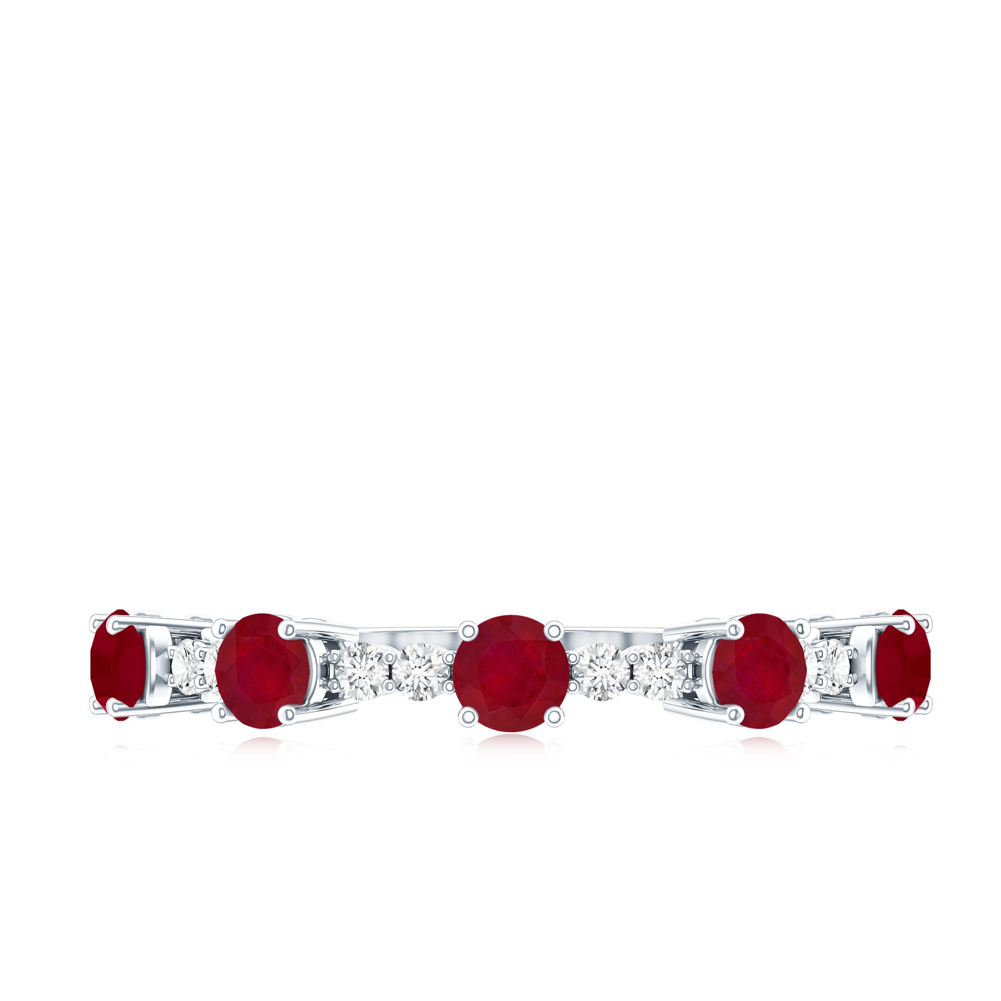 Real Ruby Diamond Half Eternity Ring for Anniversary AAA - Rosec Jewels