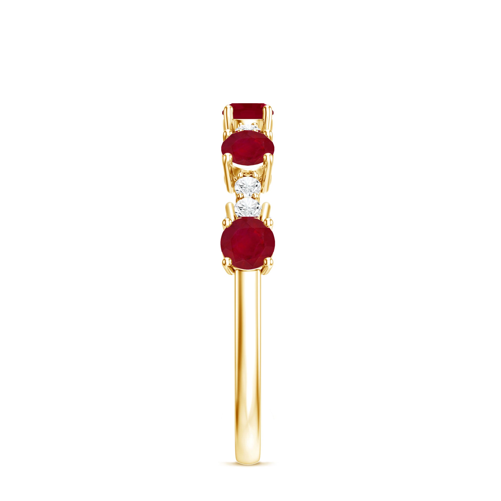 Real Ruby Diamond Half Eternity Ring for Anniversary AAA - Rosec Jewels