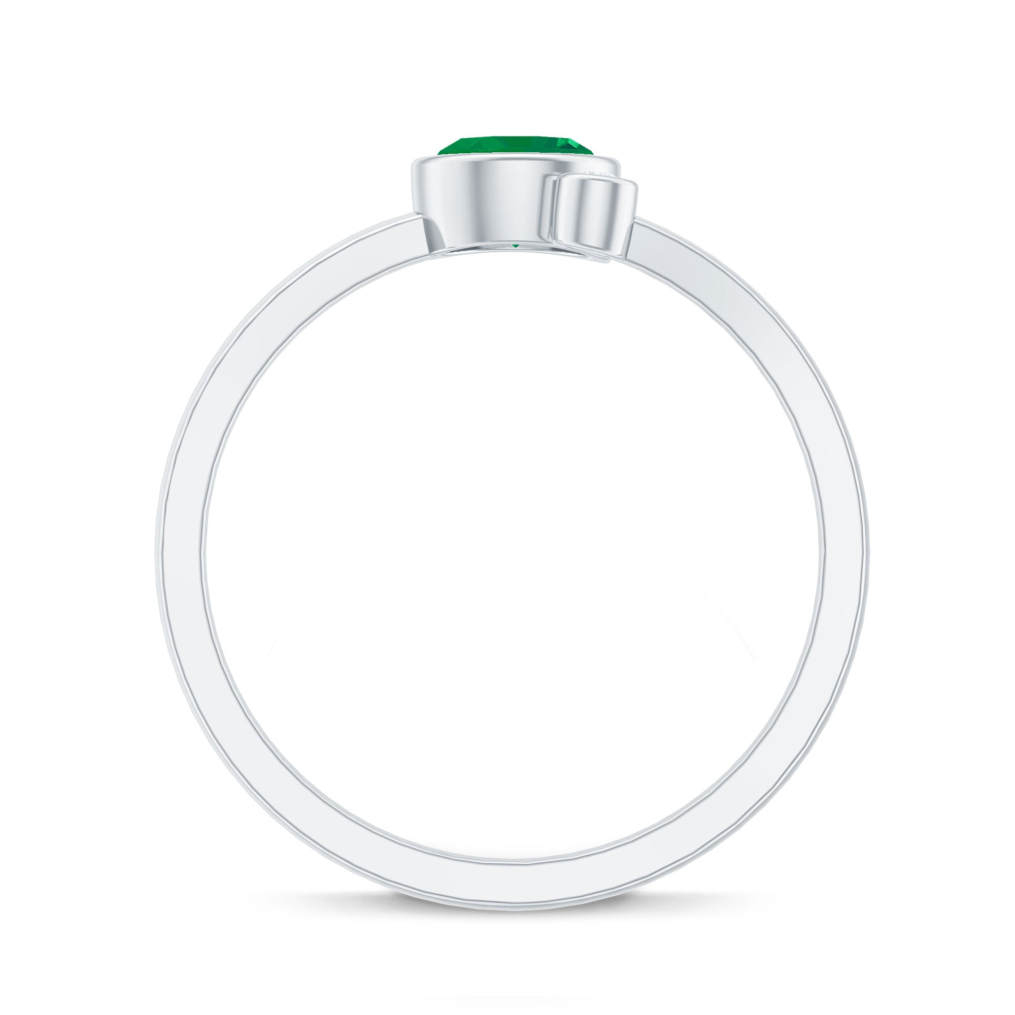 Bezel Set Emerald and Lab Diamond Two Stone Promise Ring AAA - Rosec Jewels