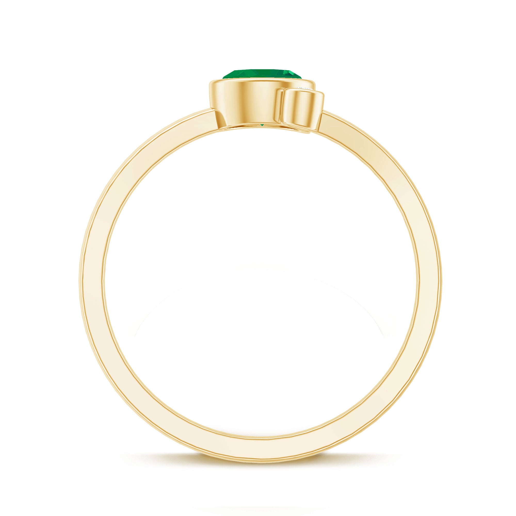 Bezel Set Emerald and Lab Diamond Two Stone Promise Ring AAA - Rosec Jewels