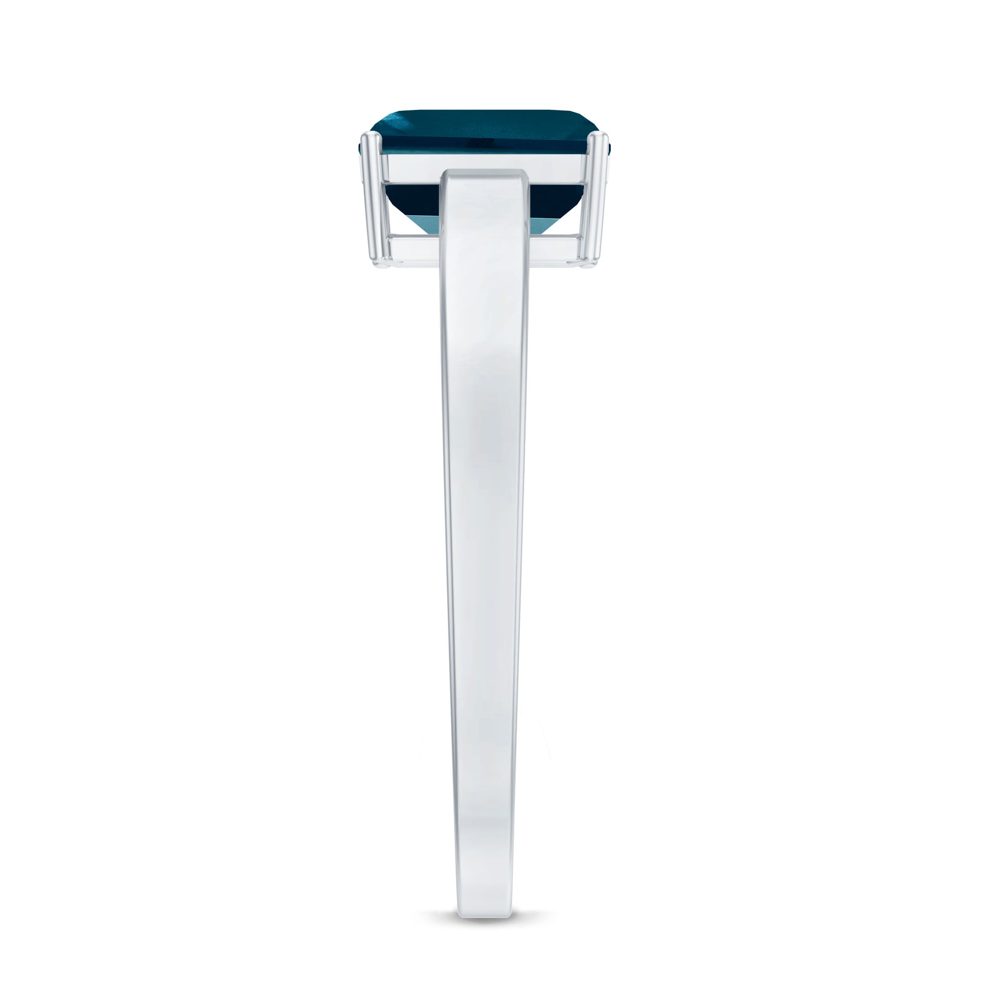 6X8mm Emerald Cut London Blue Topaz Solitaire Ring with Certificate AAA - Rosec Jewels
