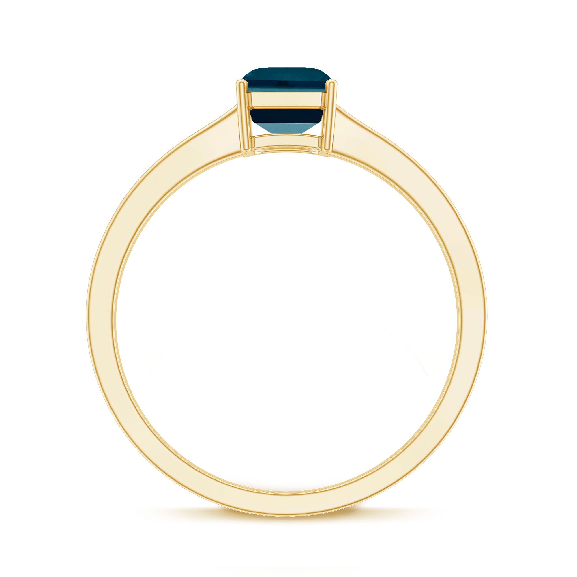 6X8mm Emerald Cut London Blue Topaz Solitaire Ring with Certificate AAA - Rosec Jewels