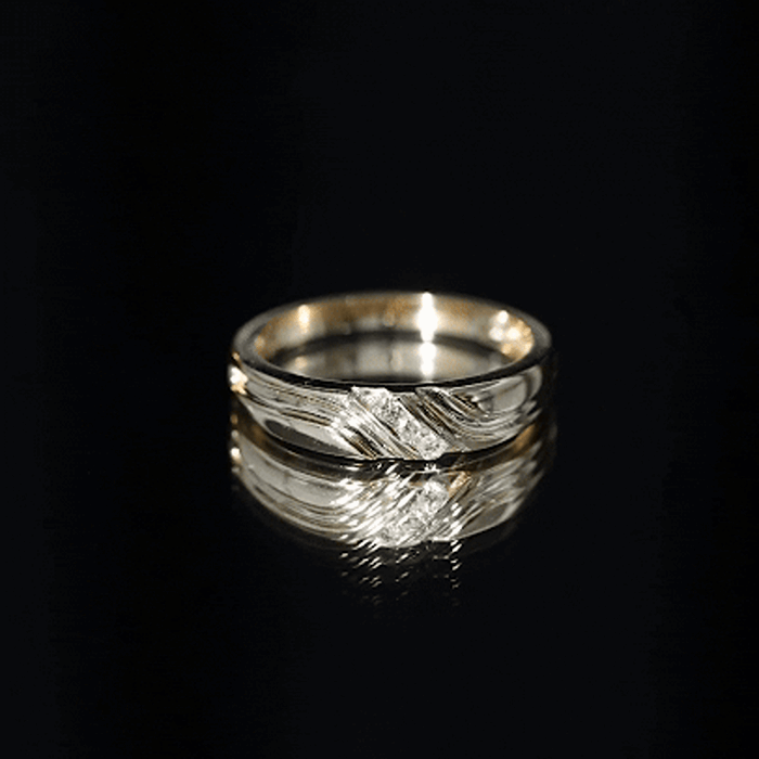 Certified Diamond Three Stone Band Ring for Men Natural - ( HI-SI ) - Rosec Jewels