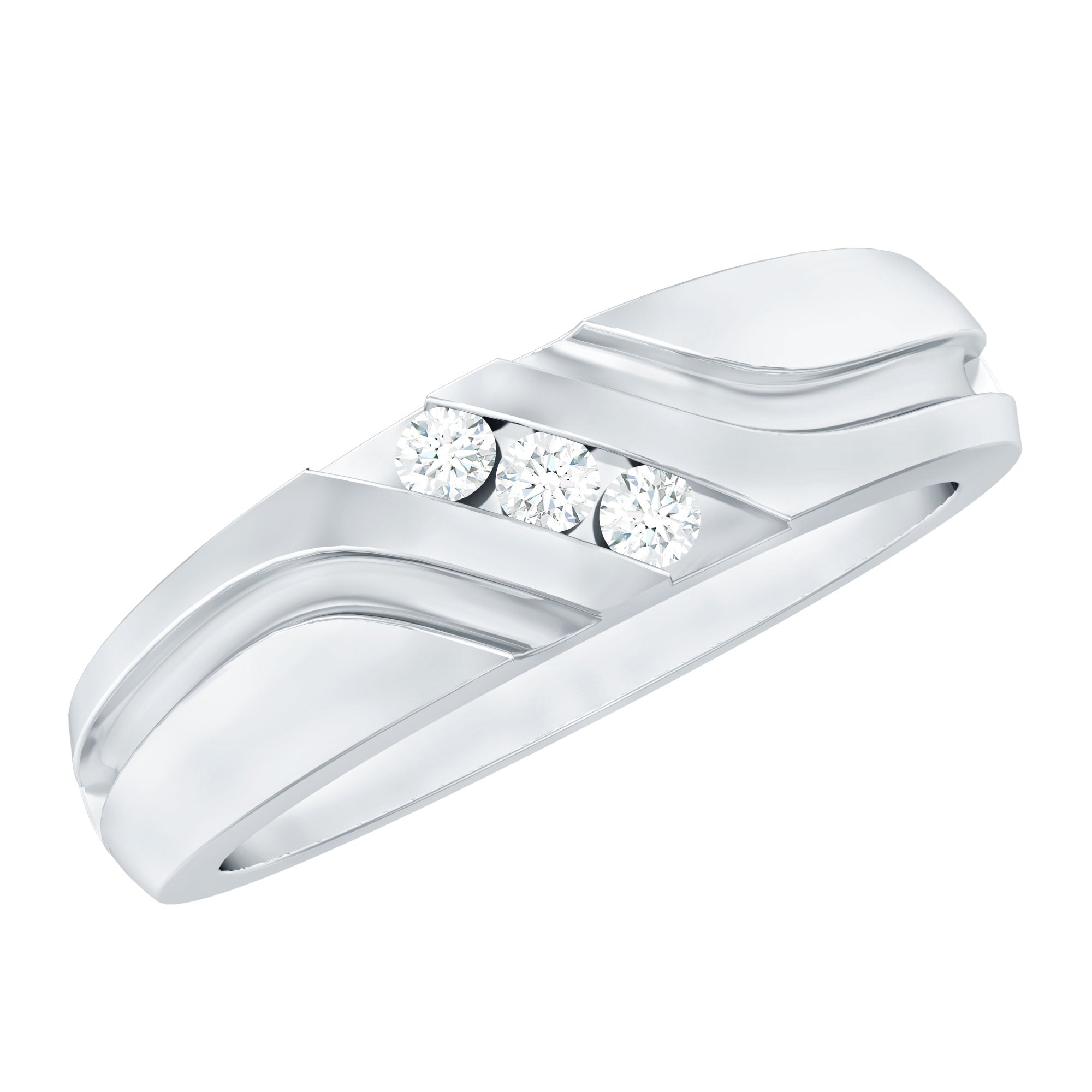 Certified Diamond Three Stone Band Ring for Men