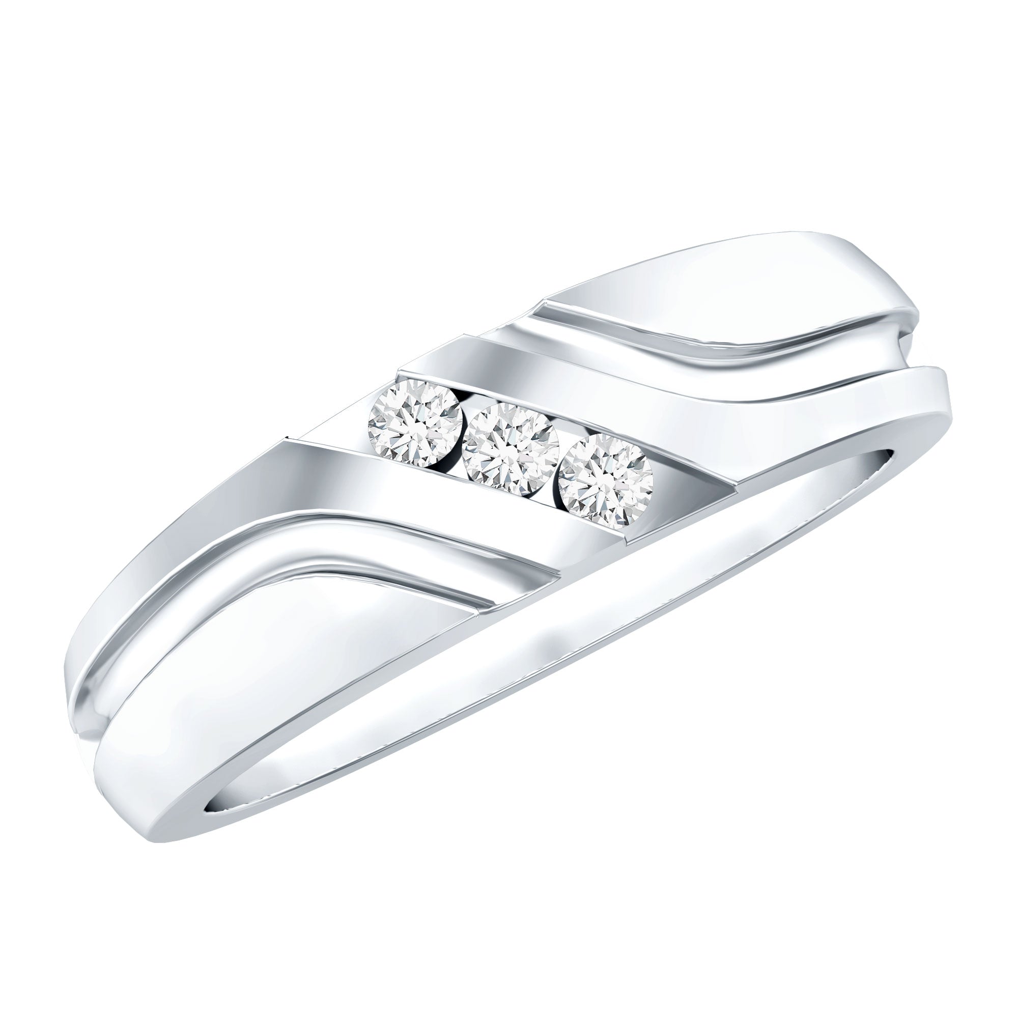 Certified Diamond Three Stone Band Ring for Men Natural - ( HI-SI ) - Rosec Jewels