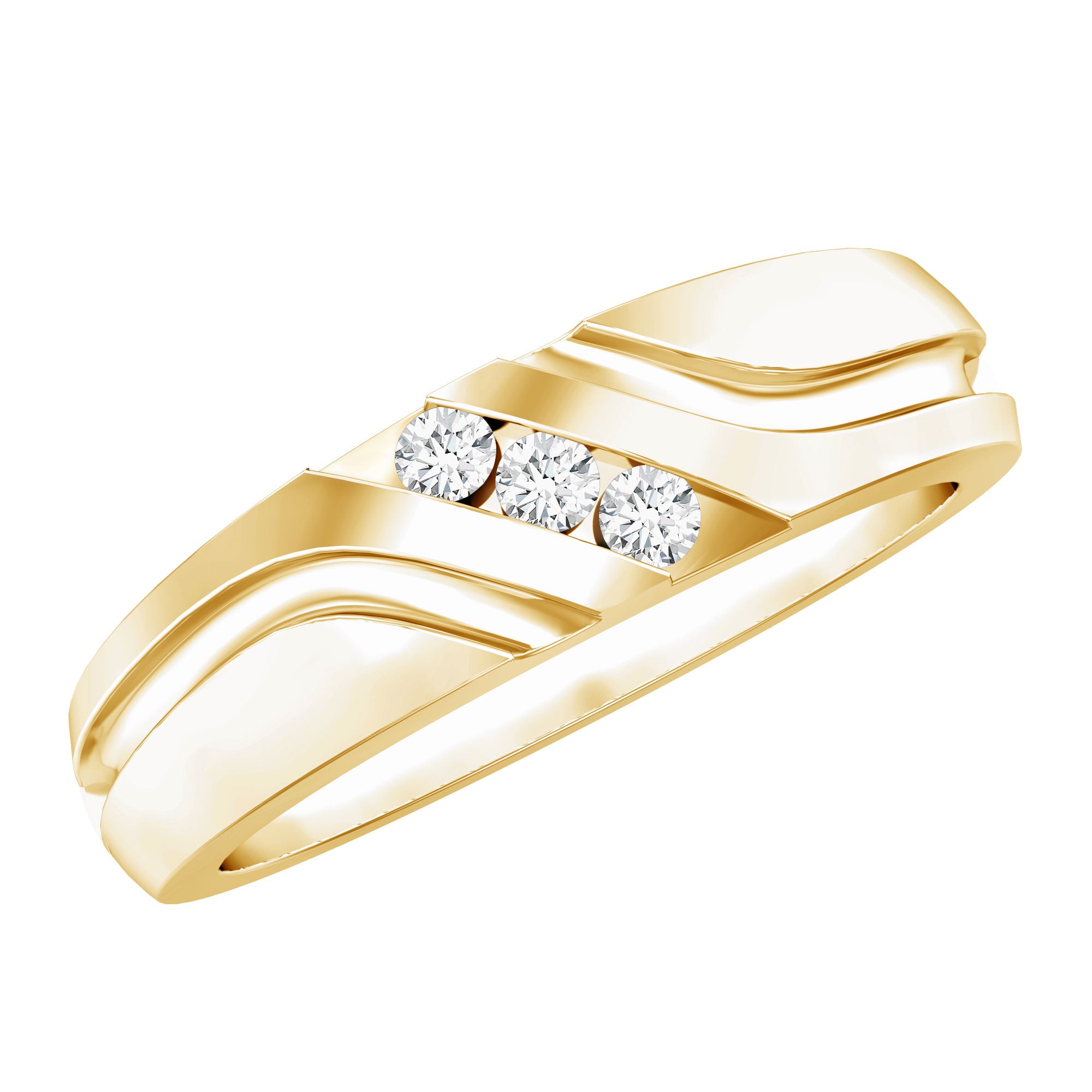 Certified Diamond Three Stone Band Ring for Men Natural - ( HI-SI ) - Rosec Jewels