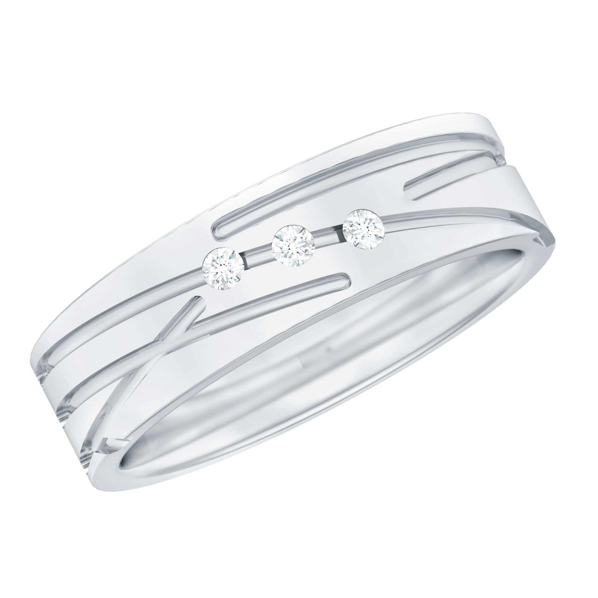 Diamond Wide Band Ring in Flush Setting