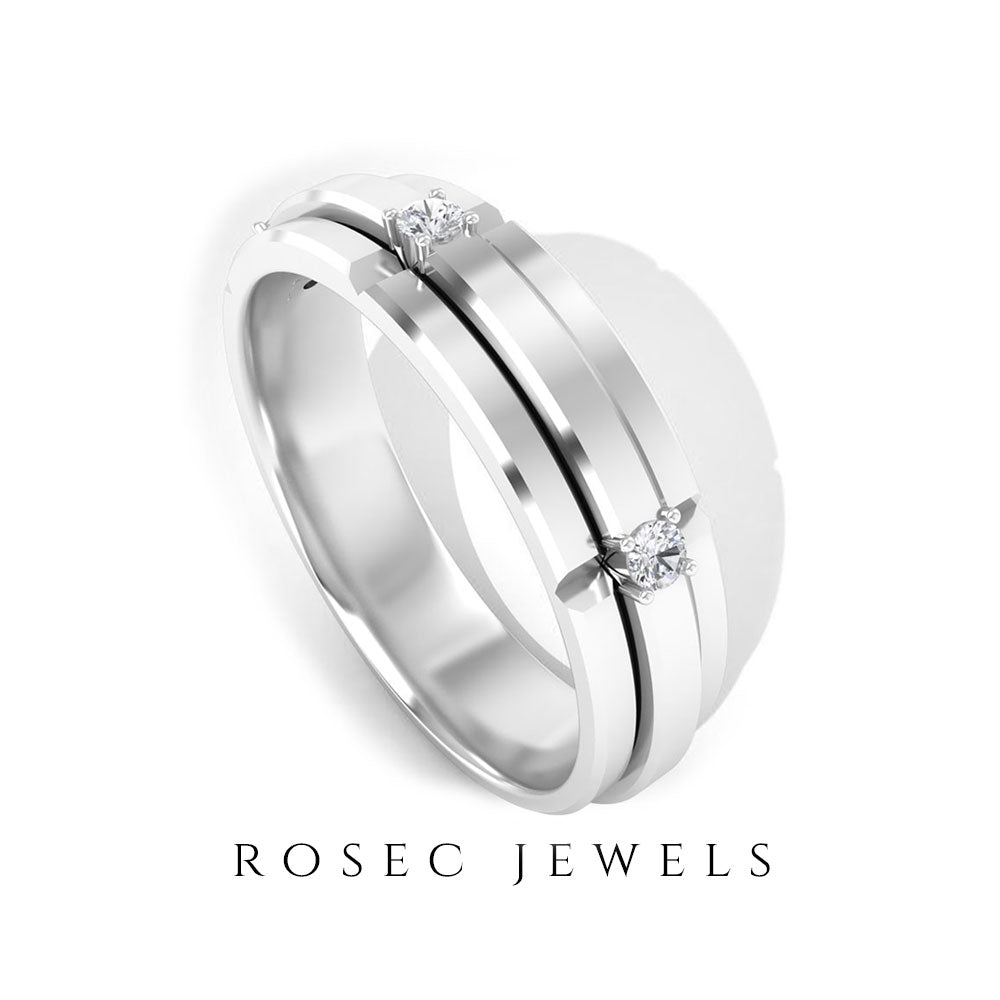 Natural Mens Diamond Band Ring with Certificate Natural - ( HI-SI ) - Rosec Jewels