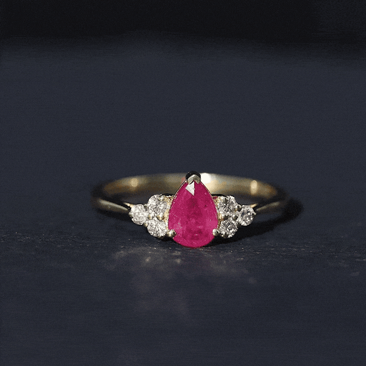 Natural 0.8 Carat Ruby Pear Shaped Engagement Ring with Diamond AAA - Rosec Jewels
