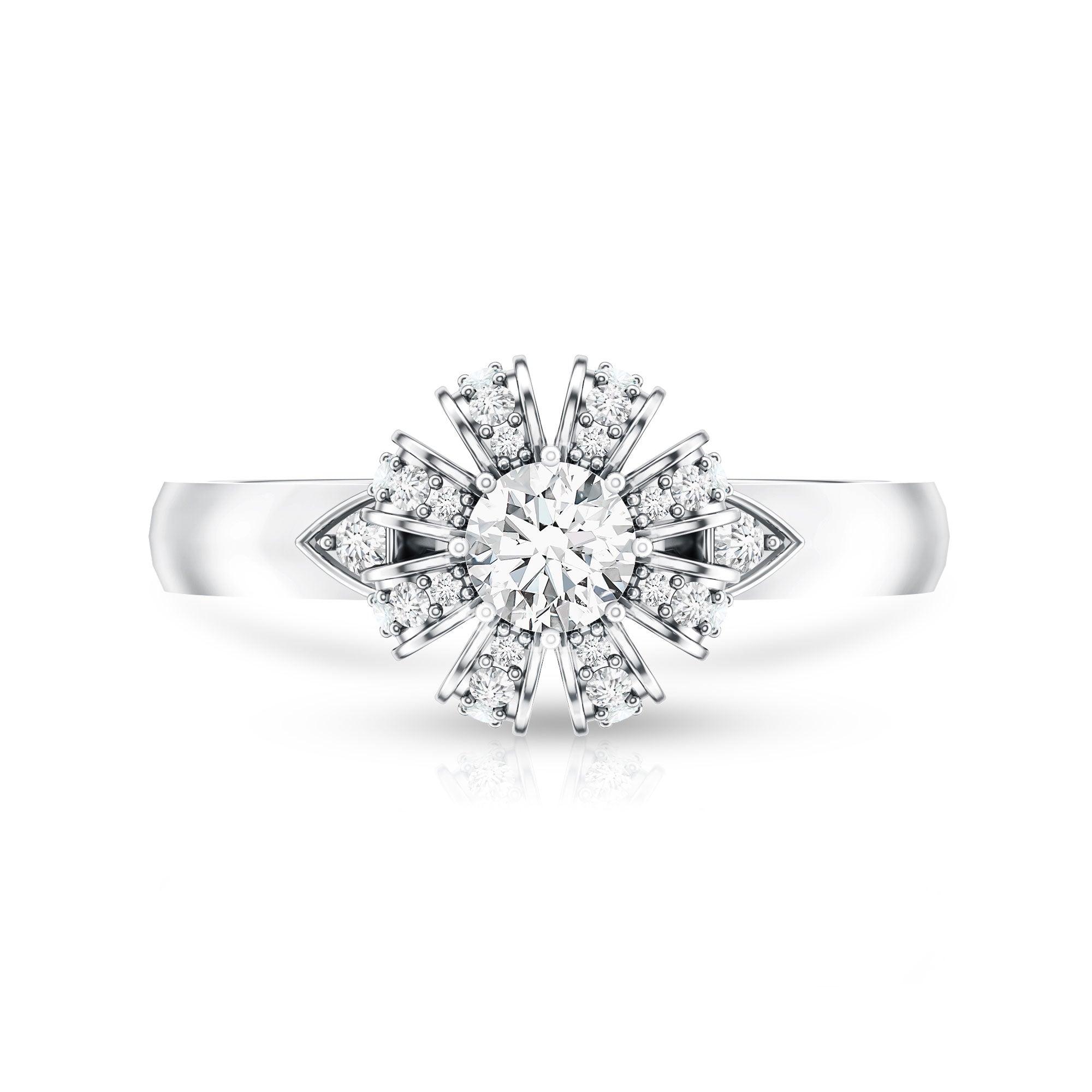 Certified Real Diamond Flower Engagement Ring for Women Natural - ( HI-SI ) - Rosec Jewels
