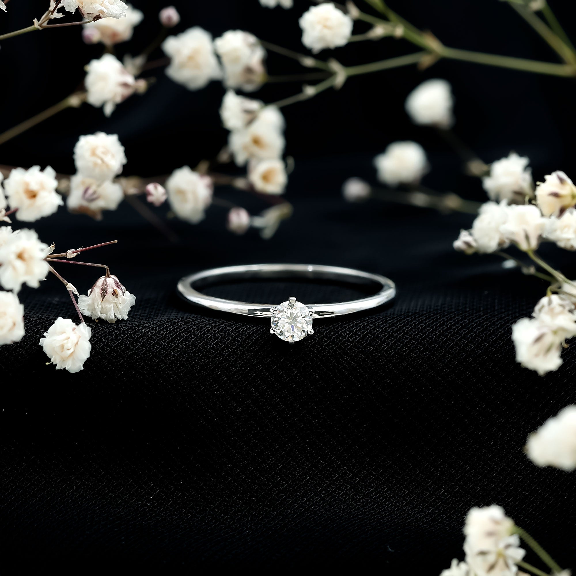 Peg Head Set Diamond Promise Ring for her Natural - ( HI-SI ) - Rosec Jewels