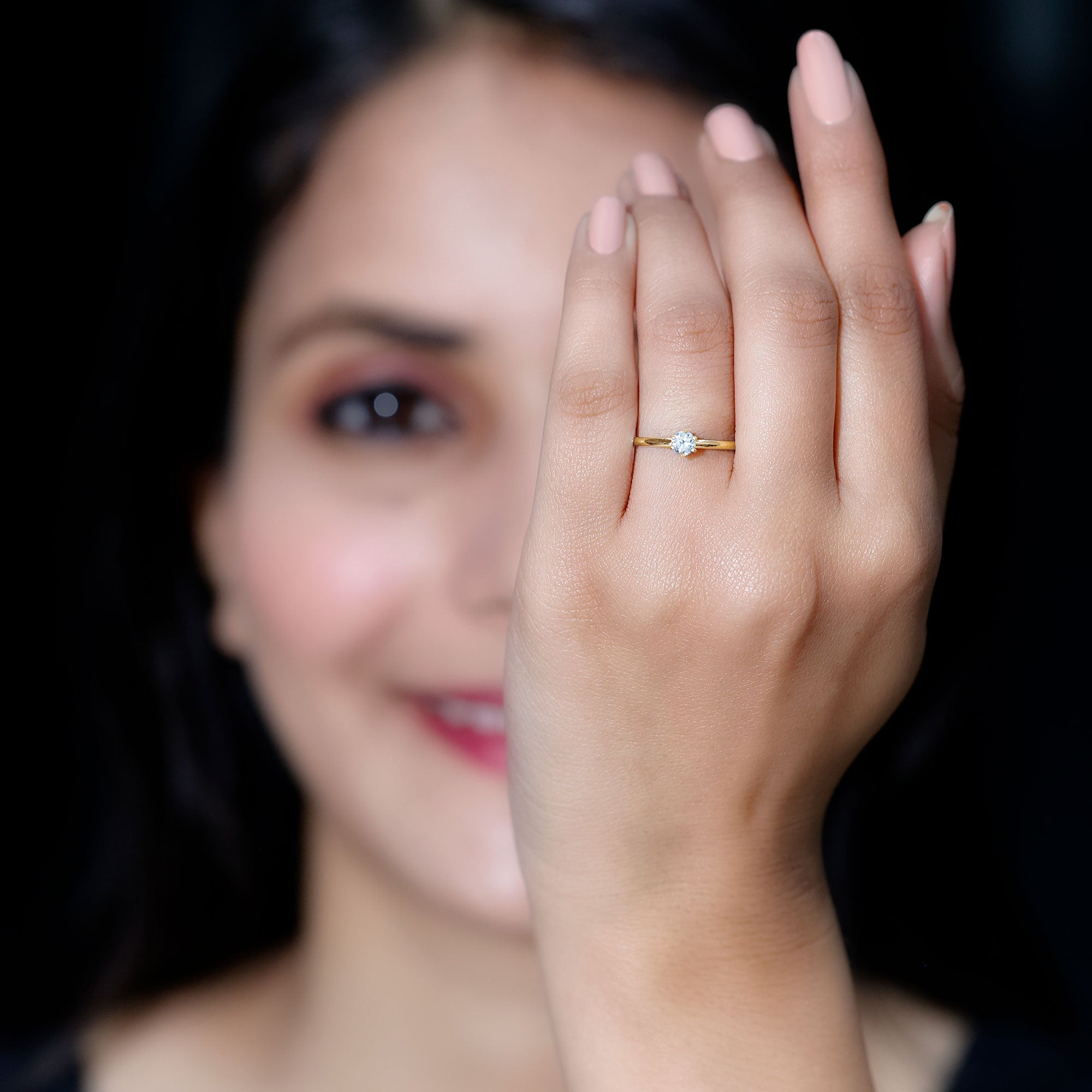 Peg Head Set Diamond Promise Ring for her Natural - ( HI-SI ) - Rosec Jewels