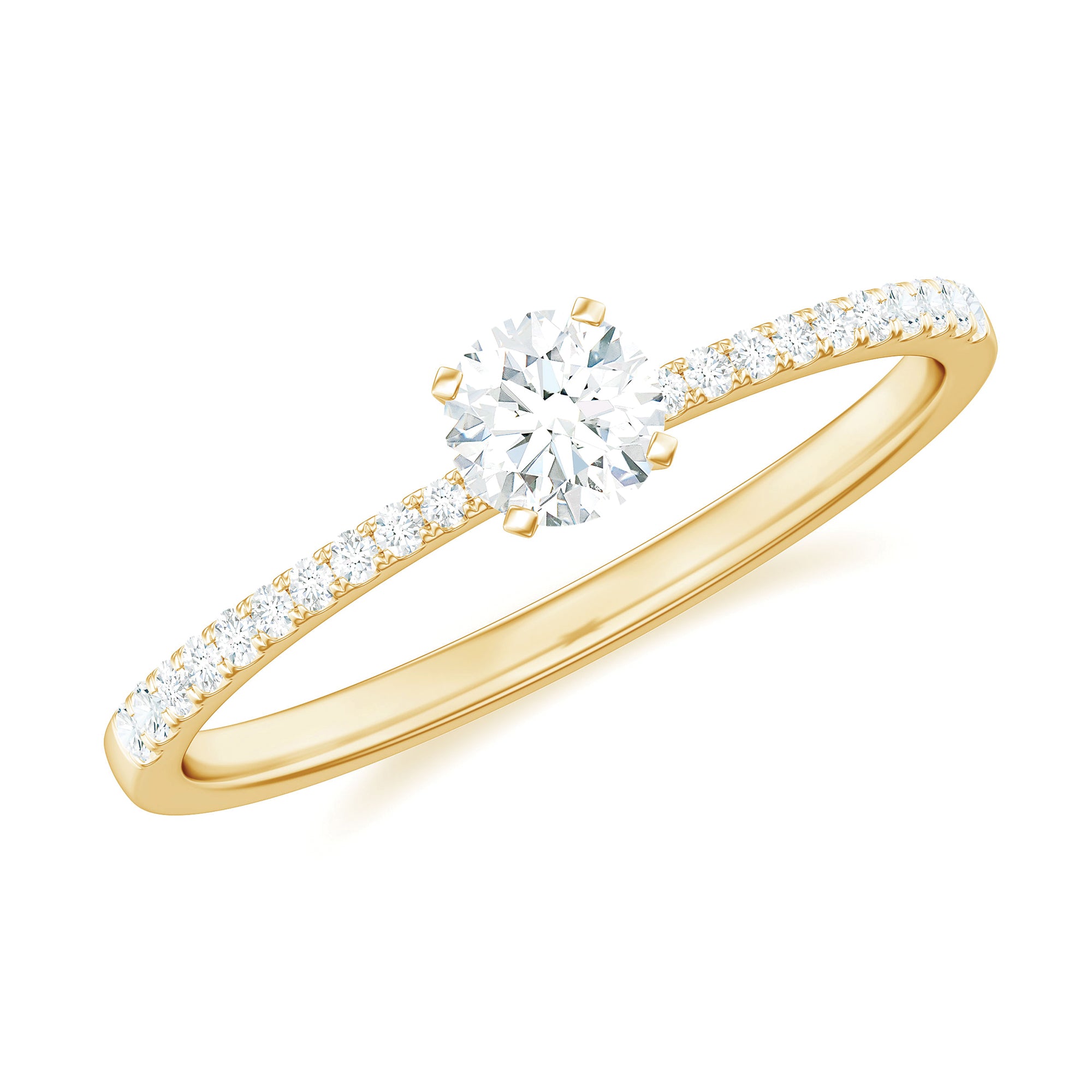 Natural Diamond Promise Ring with Side Stones Natural - ( HI-SI ) - Rosec Jewels