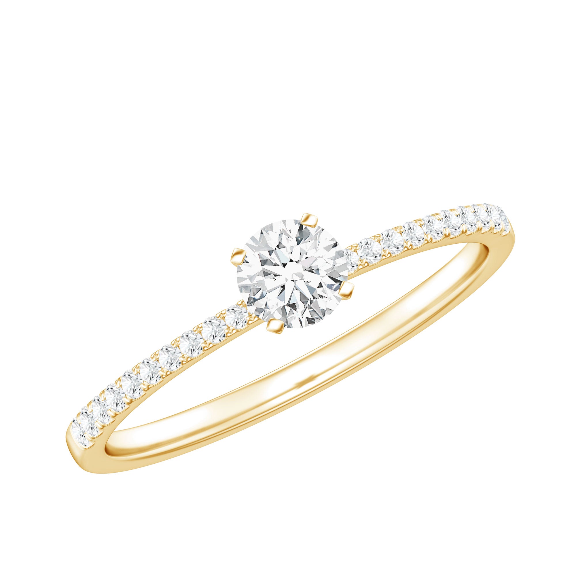 Natural Diamond Promise Ring with Side Stones Natural - ( HI-SI ) - Rosec Jewels