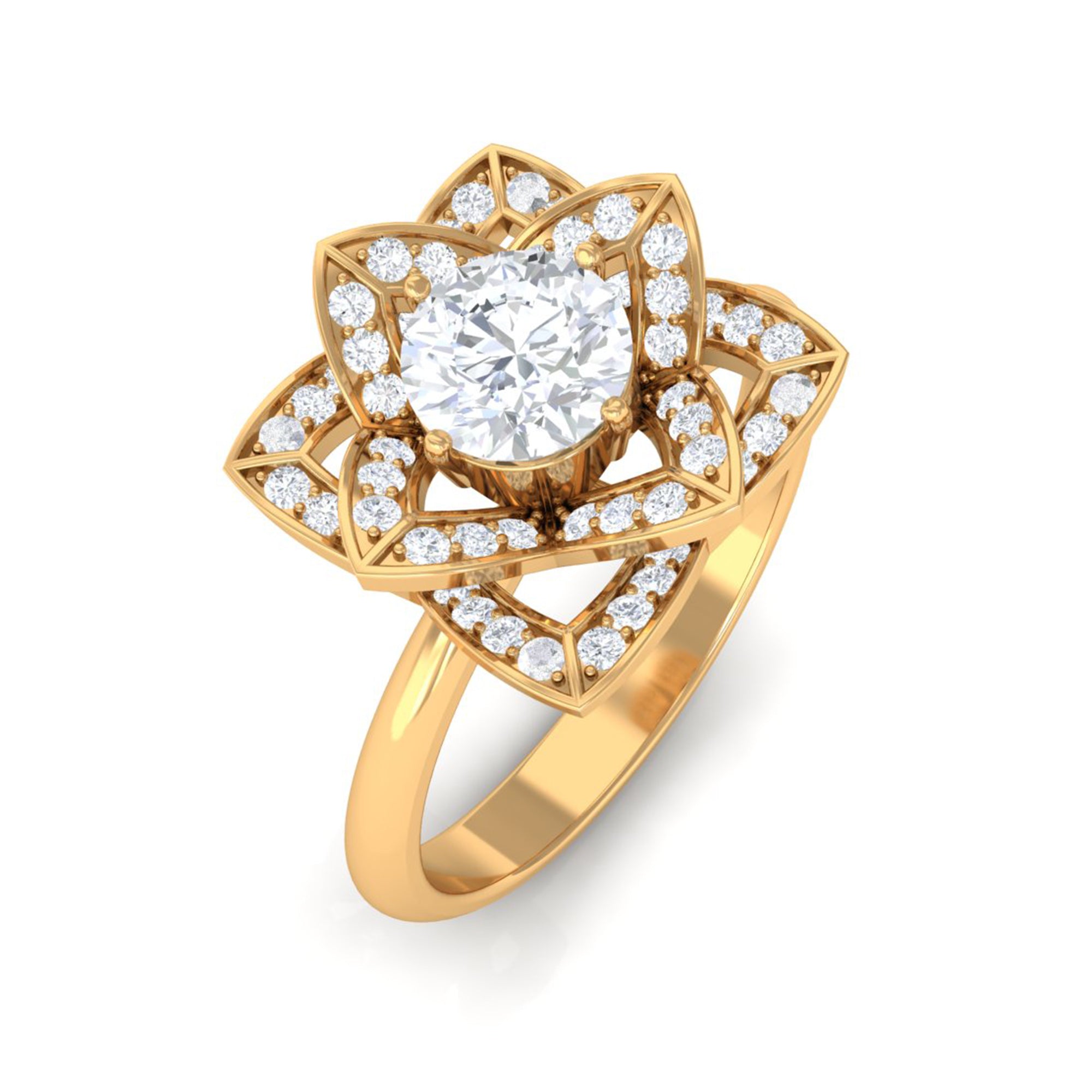 1 CT Zircon Vintage Floral Engagement Ring AAAA - Rosec Jewels
