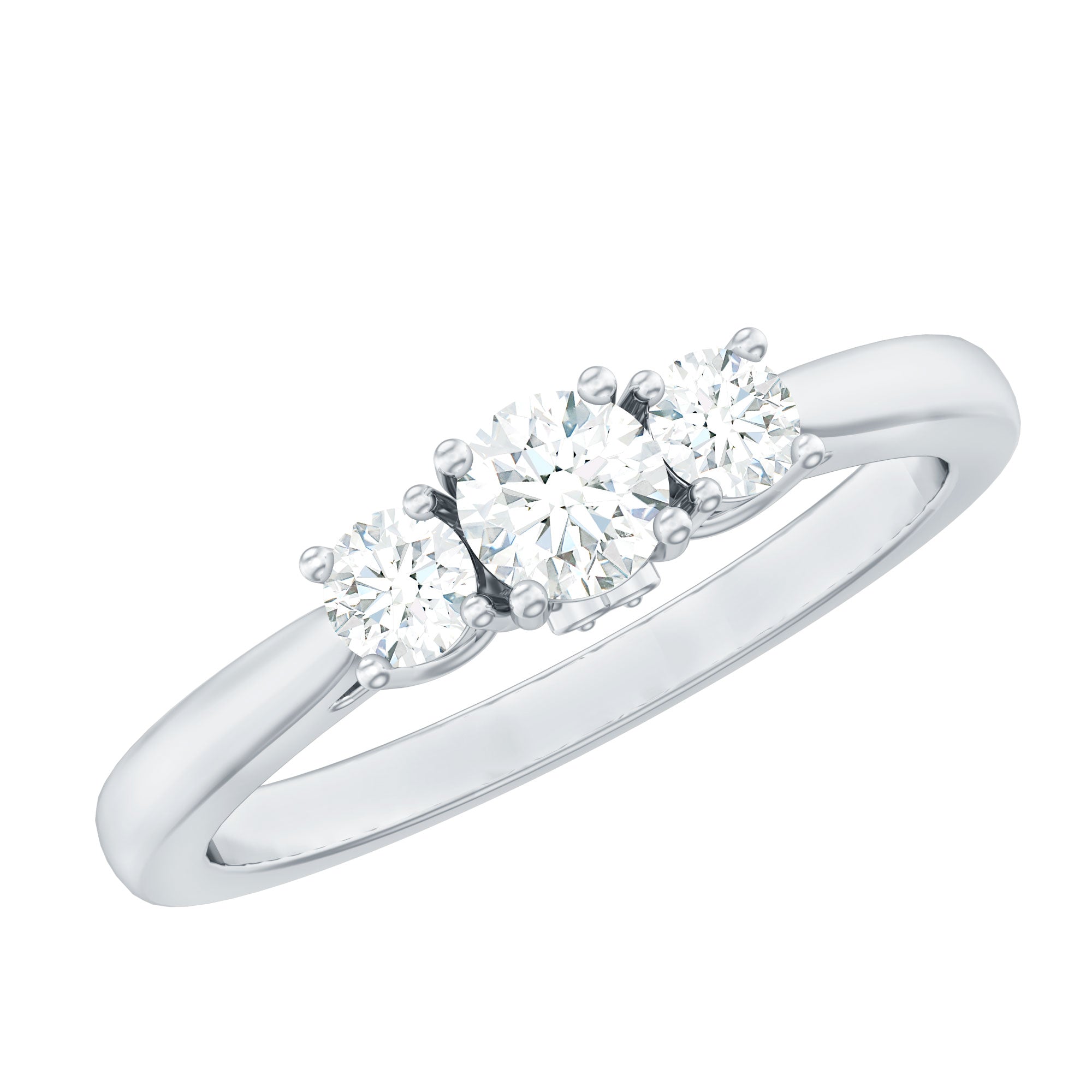 Brilliant Cut Moissanite 3 Stone Promise Ring for Women