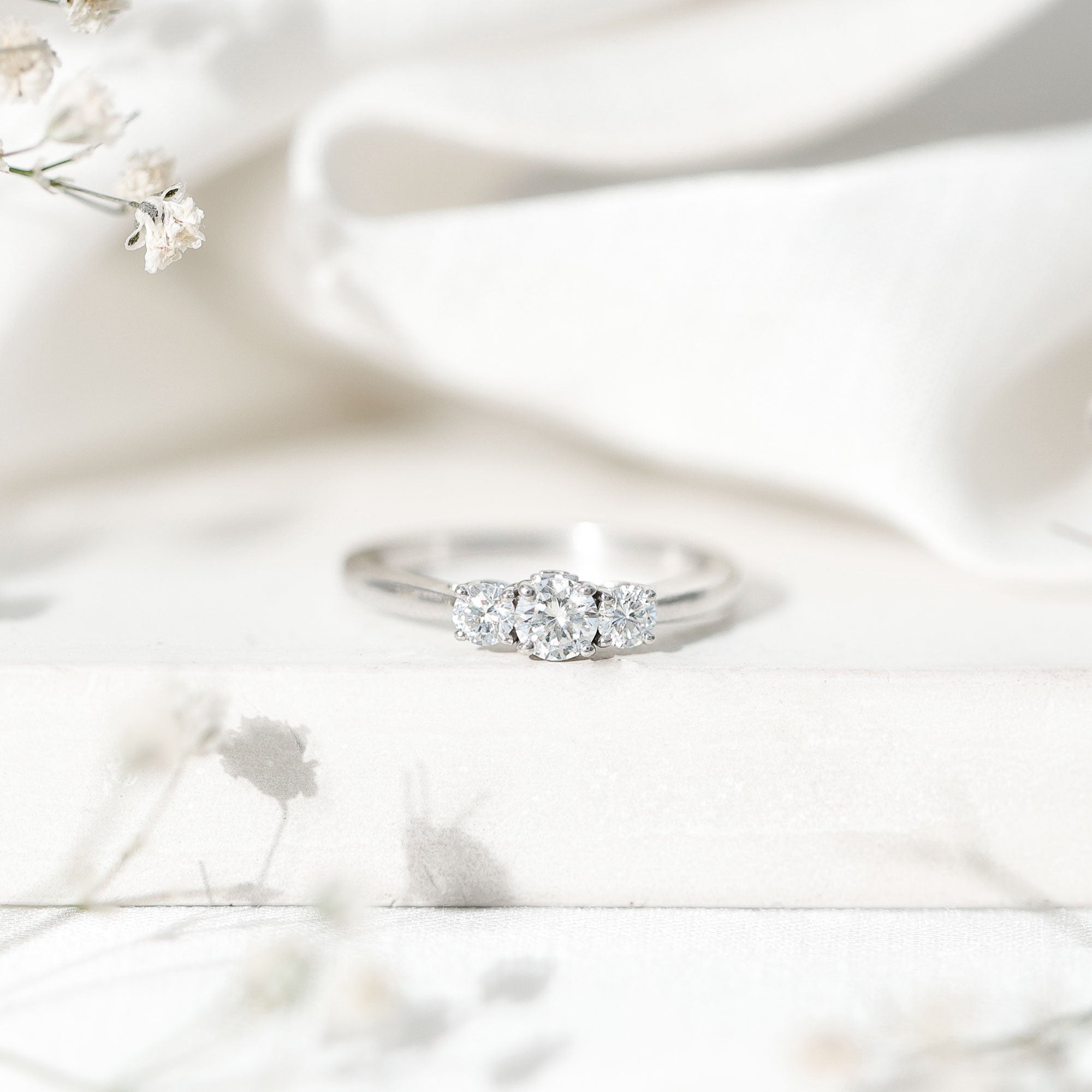 Brilliant Cut Moissanite 3 Stone Promise Ring for Women D-VS1 - Rosec Jewels