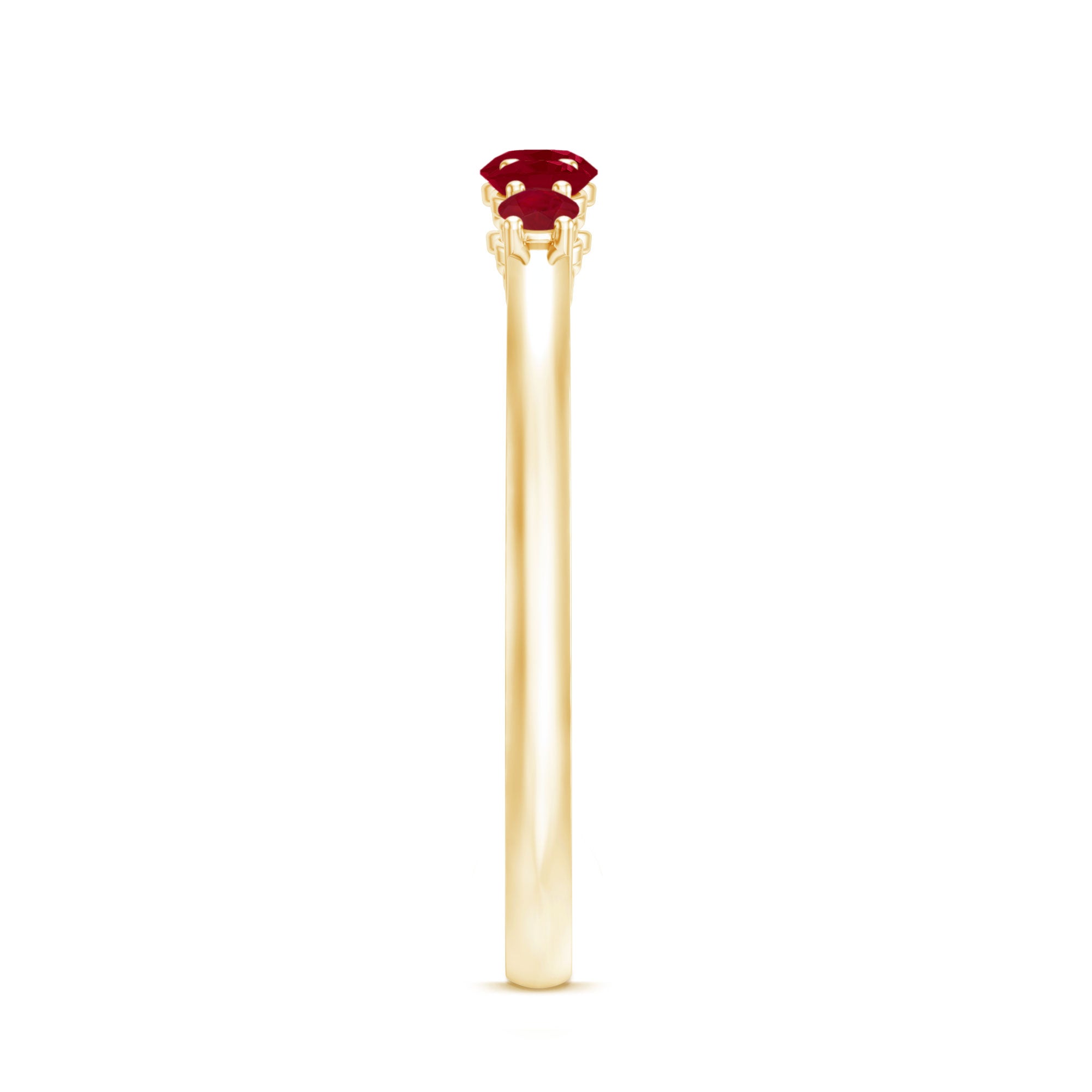 Natural July Birthstone Ruby 5 Stone Ring for Promise AAA - Rosec Jewels