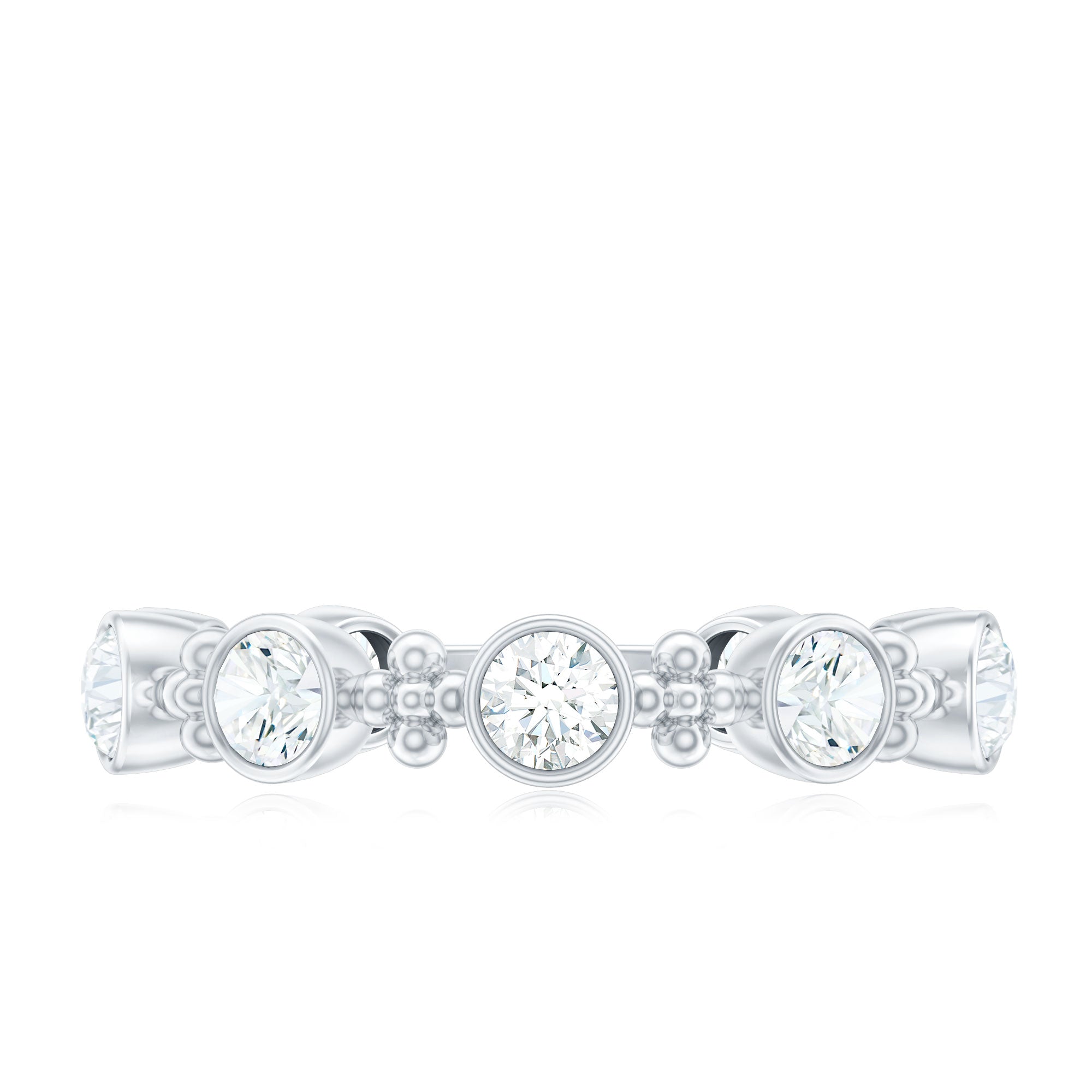 Certified Moissanite Stackable Wedding Band in Bezel Setting D-VS1 - Rosec Jewels