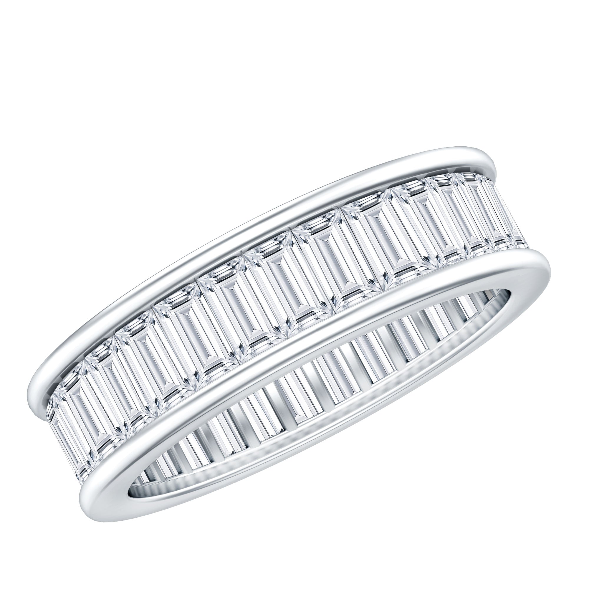 Certified Moissanite Channel Set Eternity Band D-VS1 - Rosec Jewels