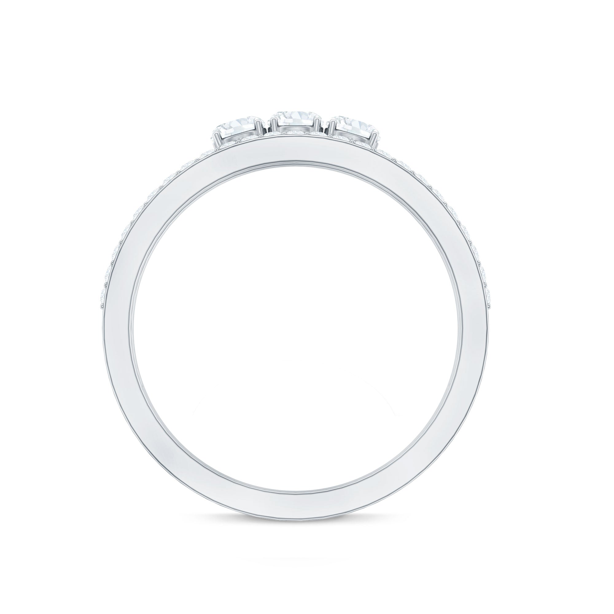 Certified Moissanite 3 Stone Anniversary Ring for Women D-VS1 - Rosec Jewels