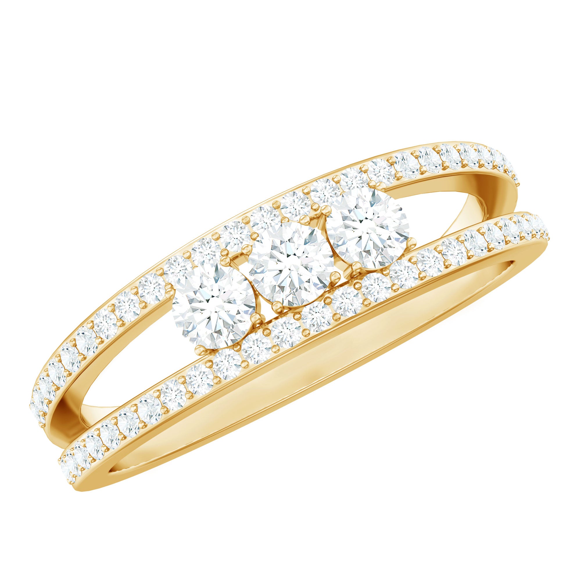 Certified Moissanite 3 Stone Anniversary Ring for Women D-VS1 - Rosec Jewels