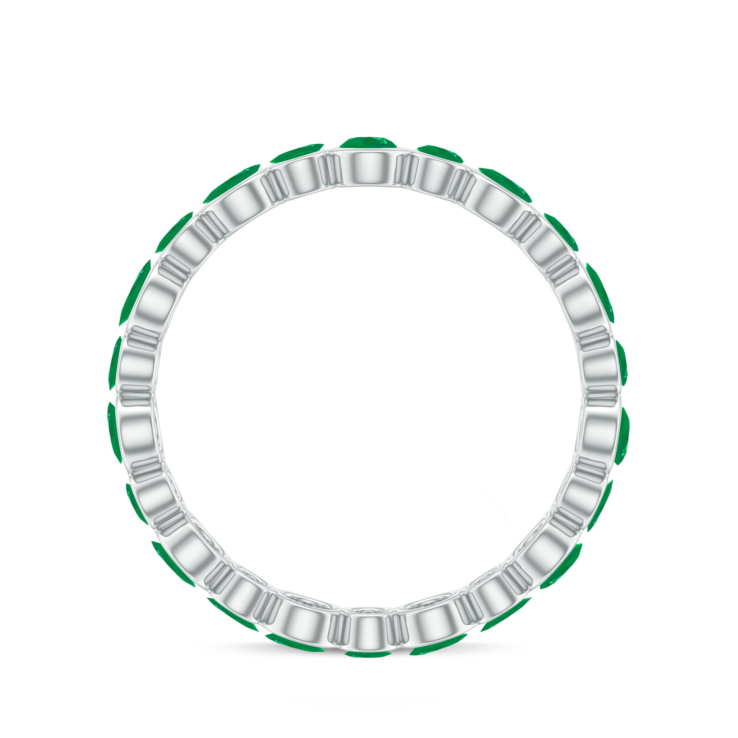 Emerald Full Eternity Band Ring in Bezel Setting AAA - Rosec Jewels