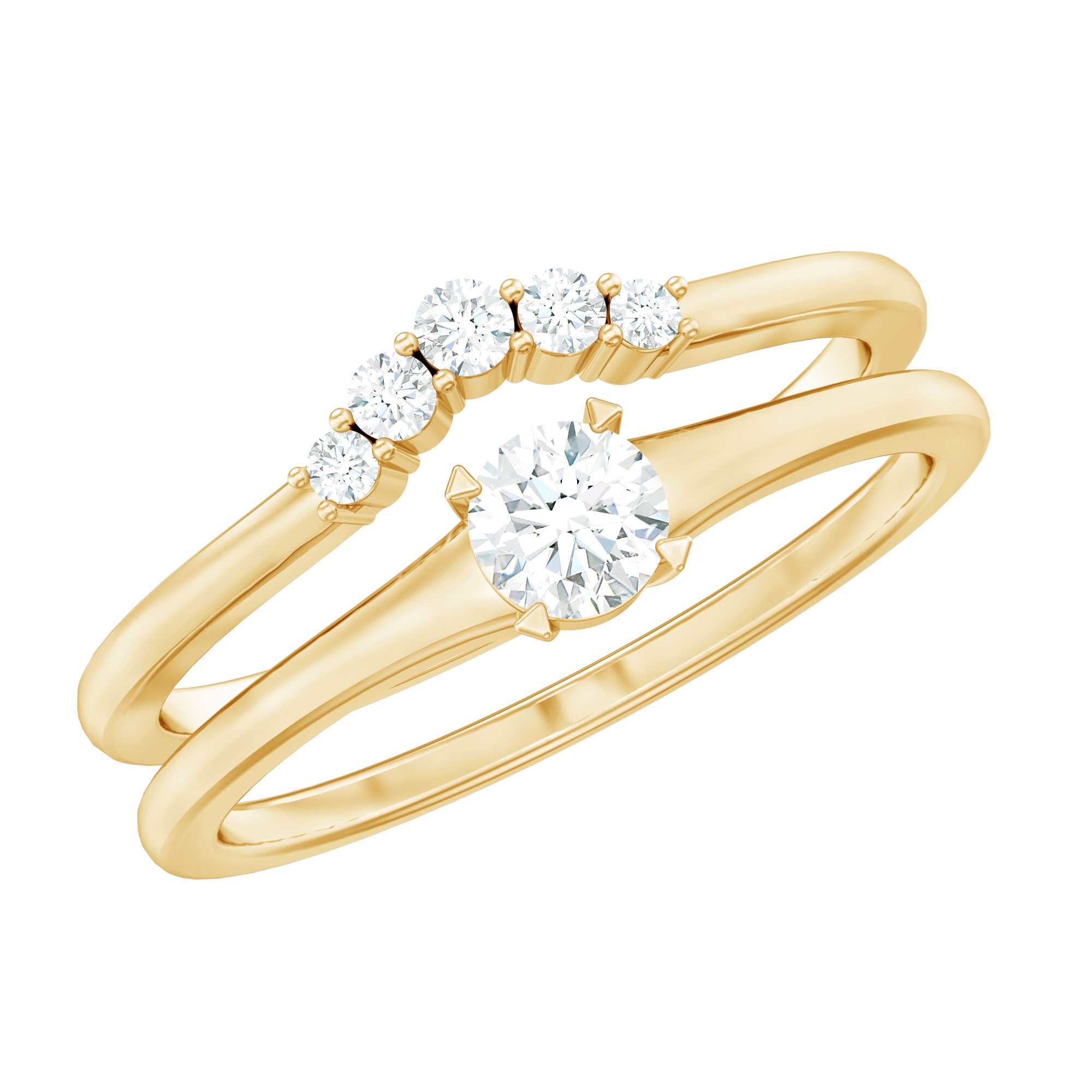 Real Diamond Minimal Wedding Ring Set Natural - ( HI-SI ) - Rosec Jewels