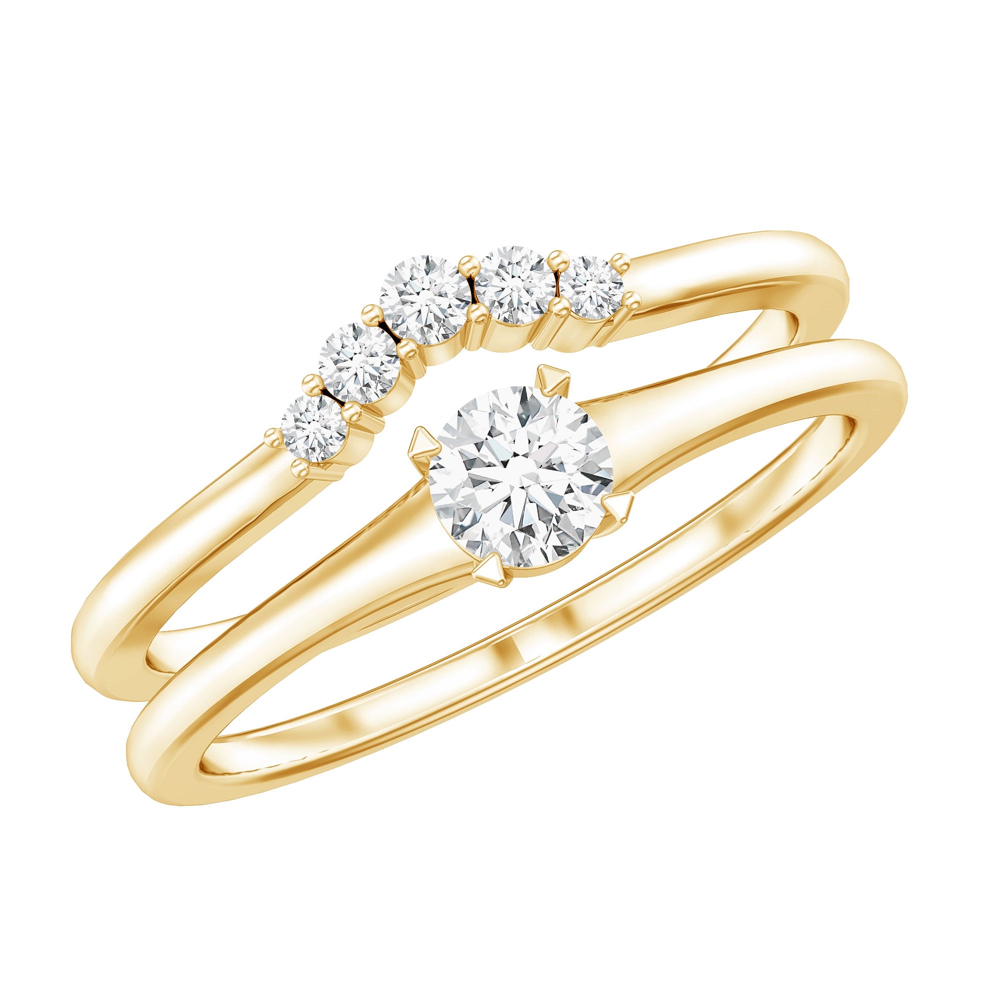 Real Diamond Minimal Wedding Ring Set Natural - ( HI-SI ) - Rosec Jewels