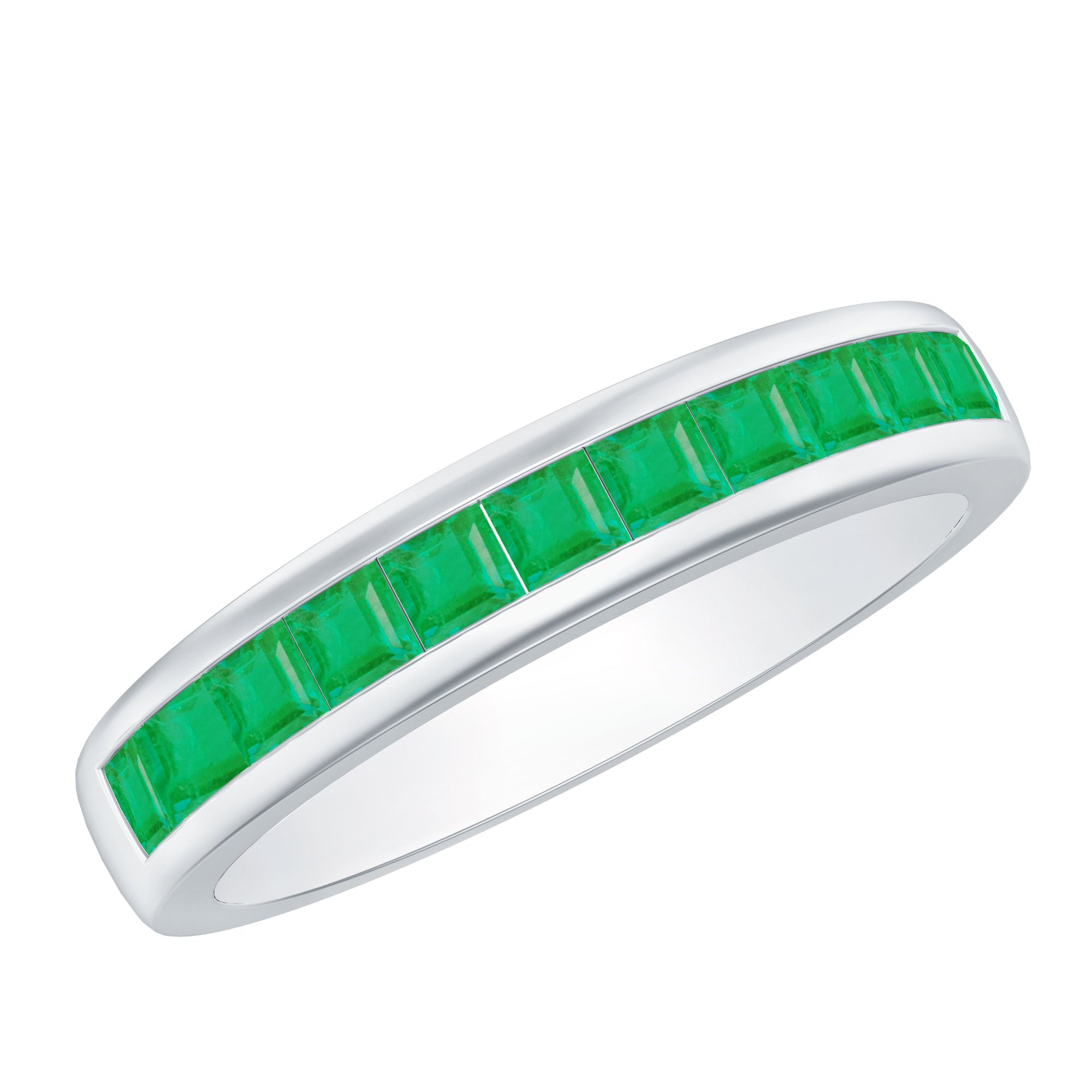 Natural Emerald Eternity Wedding Band for Women