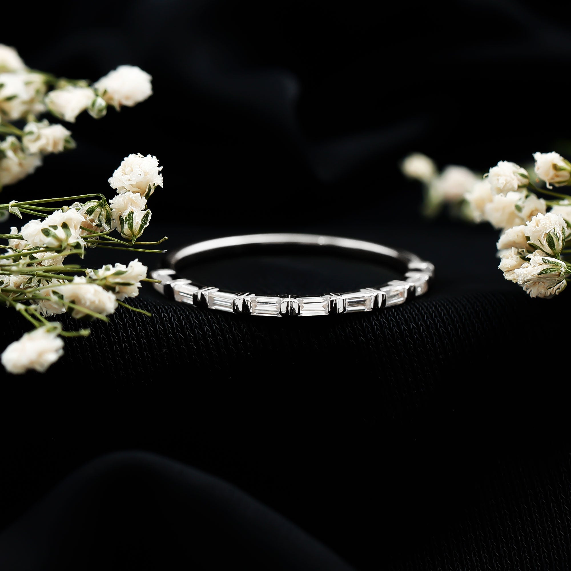 Bar Set Moissanite Eternity East West Ring D-VS1 - Rosec Jewels