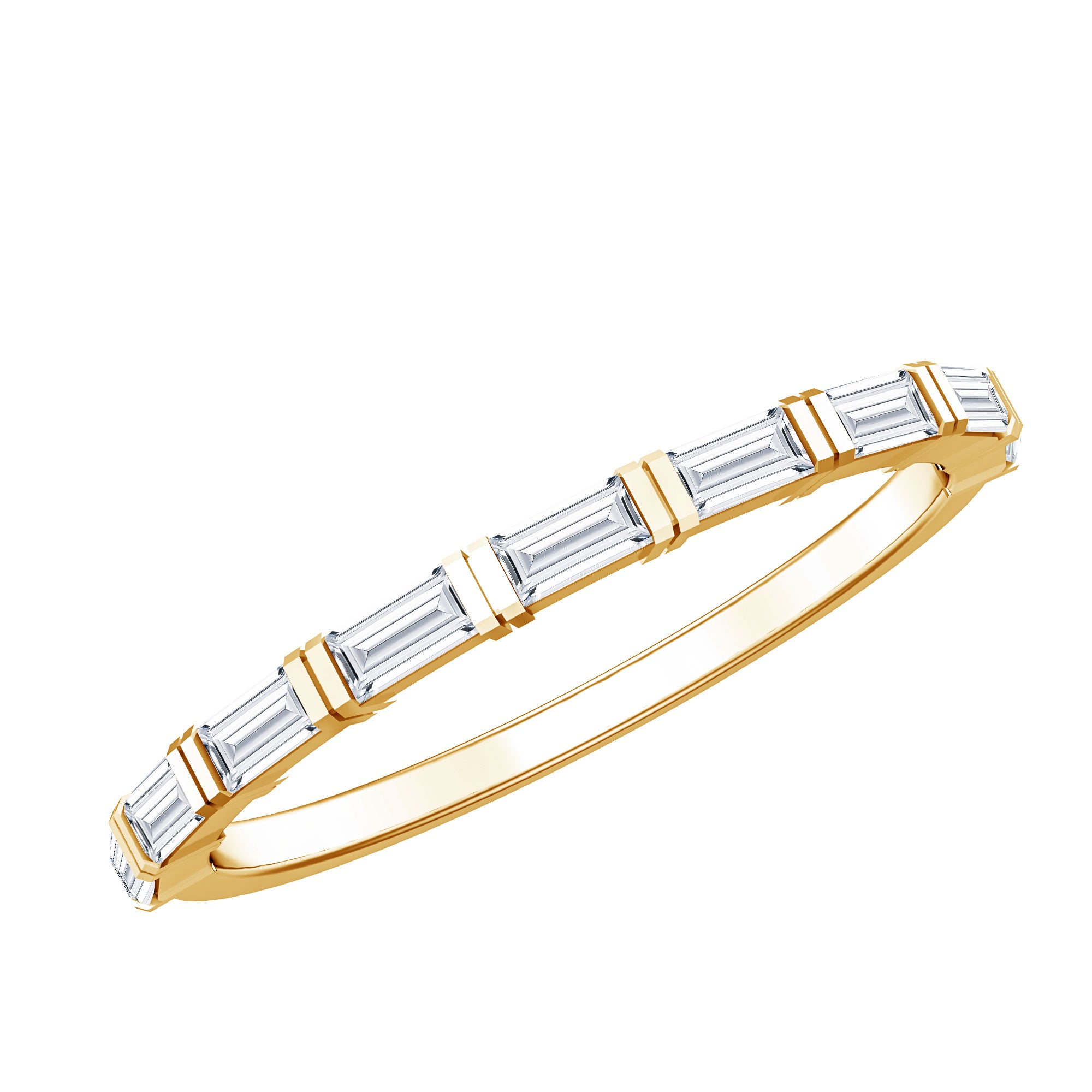 Bar Set Moissanite Eternity East West Ring D-VS1 - Rosec Jewels
