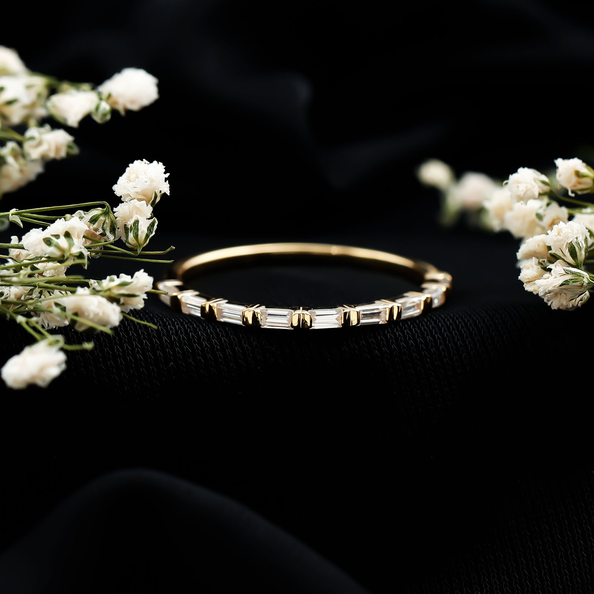 Bar Set Moissanite Eternity East West Ring D-VS1 - Rosec Jewels