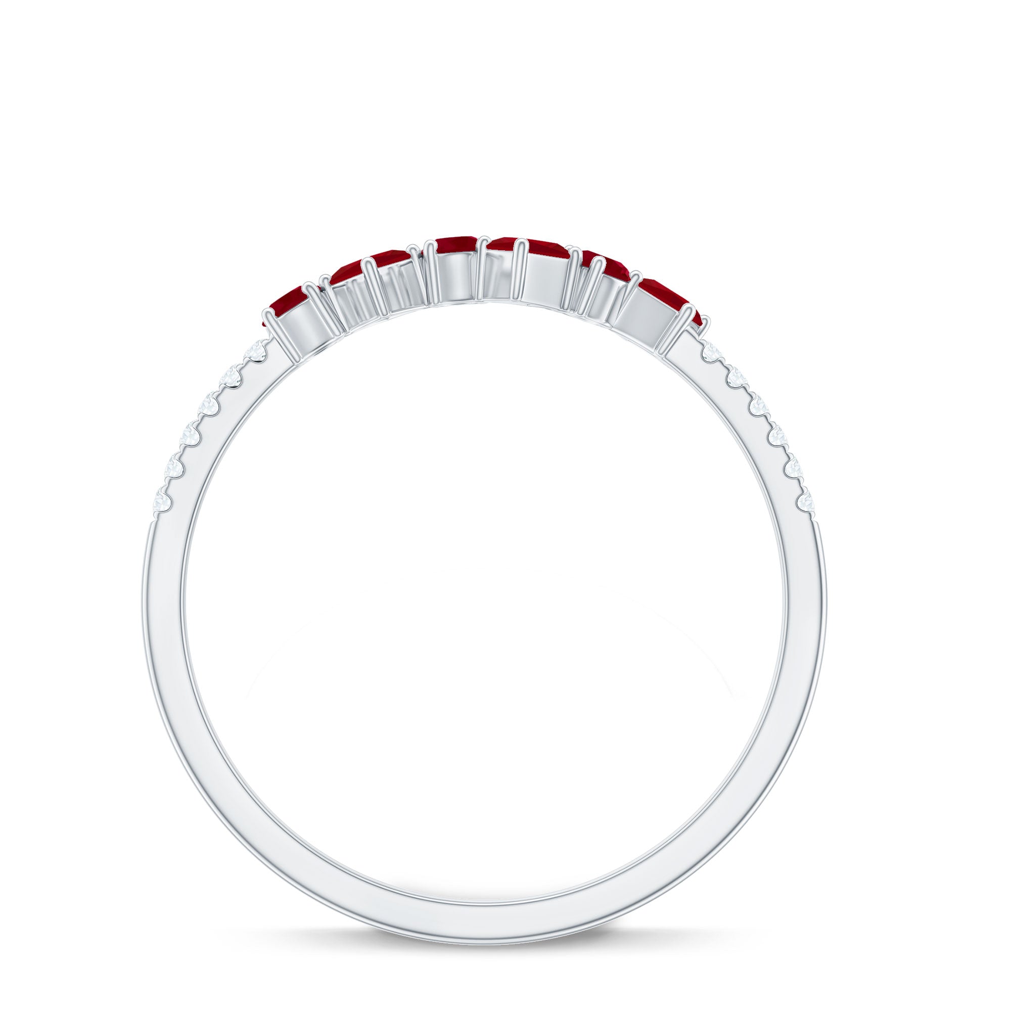 Rosec Jewels-Minimal Ruby Half Eternity Ring with Diamond