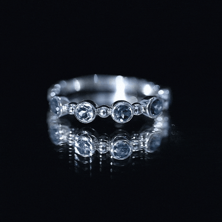 Bezel Set London Blue Topaz Semi Eternity Band AAA - Rosec Jewels