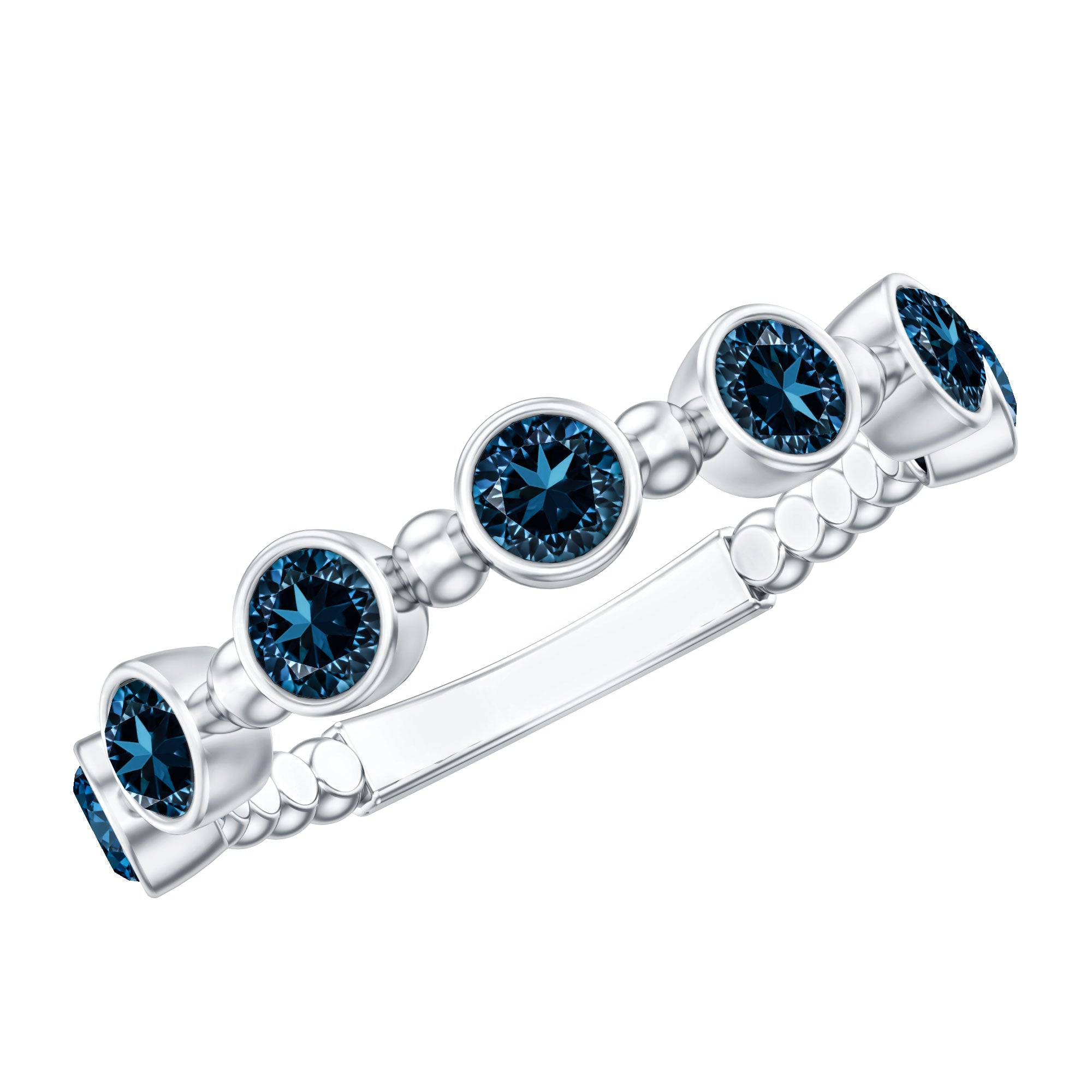 Bezel Set London Blue Topaz Semi Eternity Band AAA - Rosec Jewels