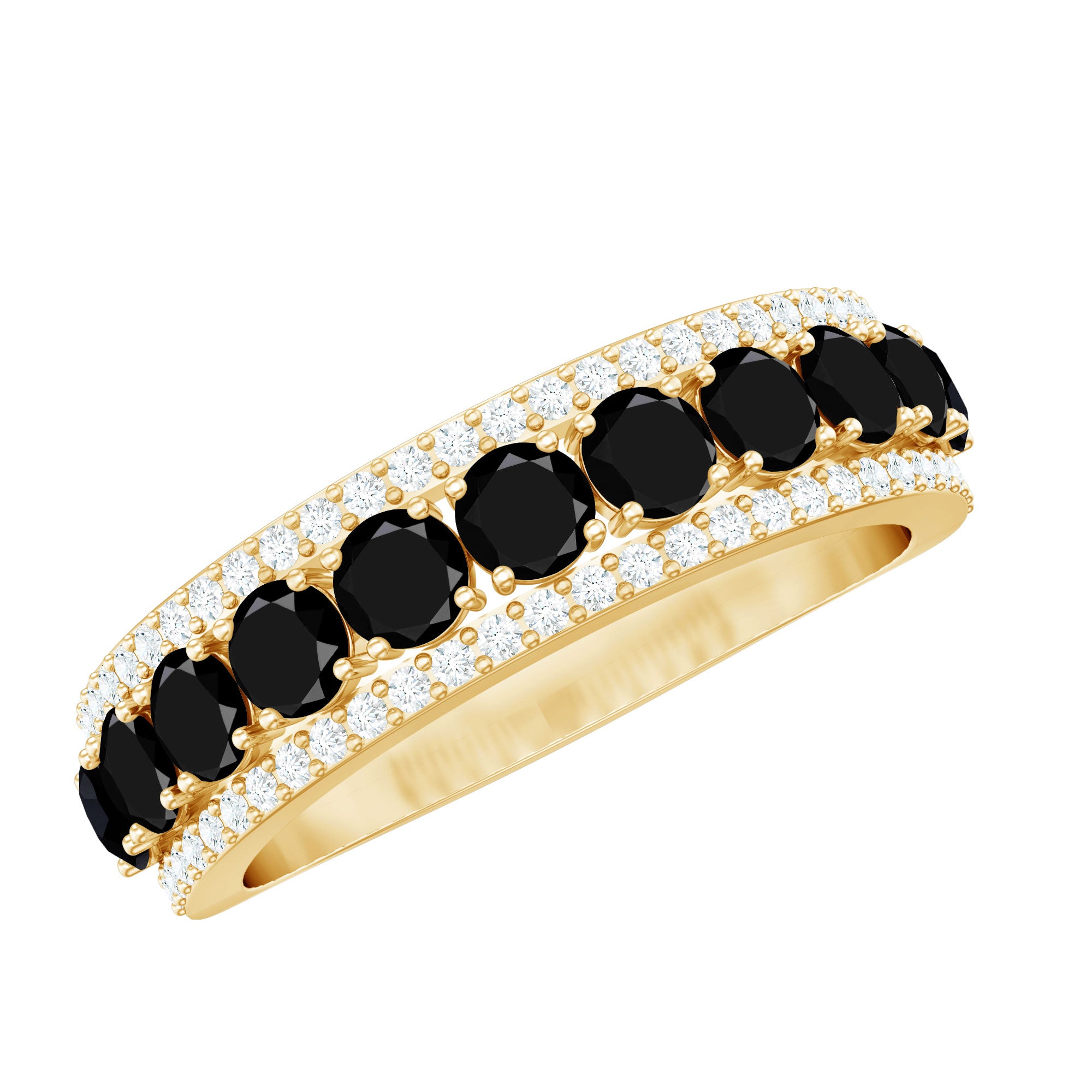 Certified Lab Grown Black and White Diamond Half Eternity Band Ring for Women AAAA ( Synthetic ) - Rosec Jewels
