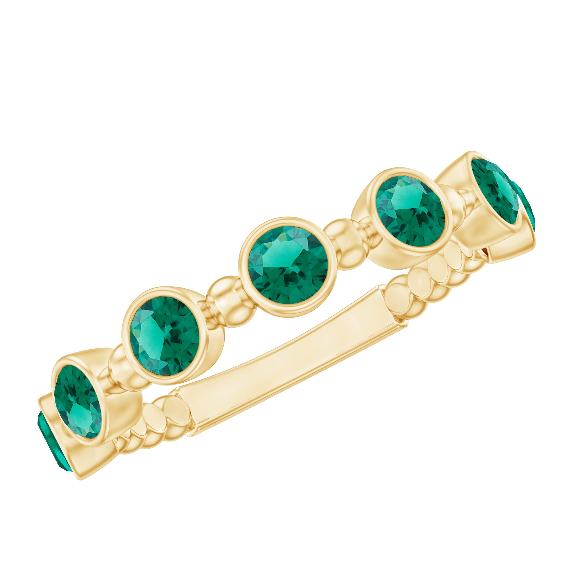 Bezel Set Lab Grown Emerald 7 Stone Half Eternity Ring with Certificate AAAA - Rosec Jewels