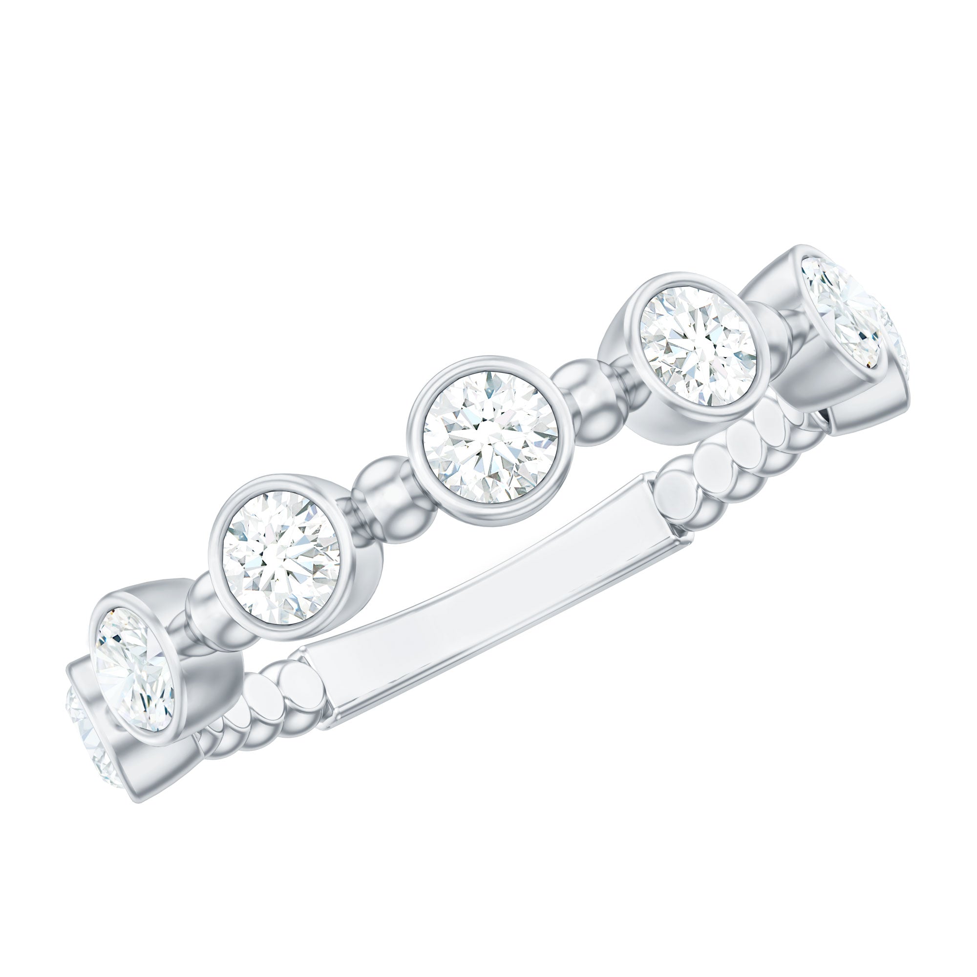 Bezel Set Moissanite Stackable Anniversary Band Ring