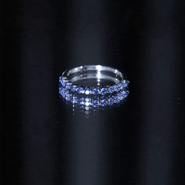 Certified Lab Grown Blue Sapphire Half Eternity Ring for Women AAAA - Rosec Jewels