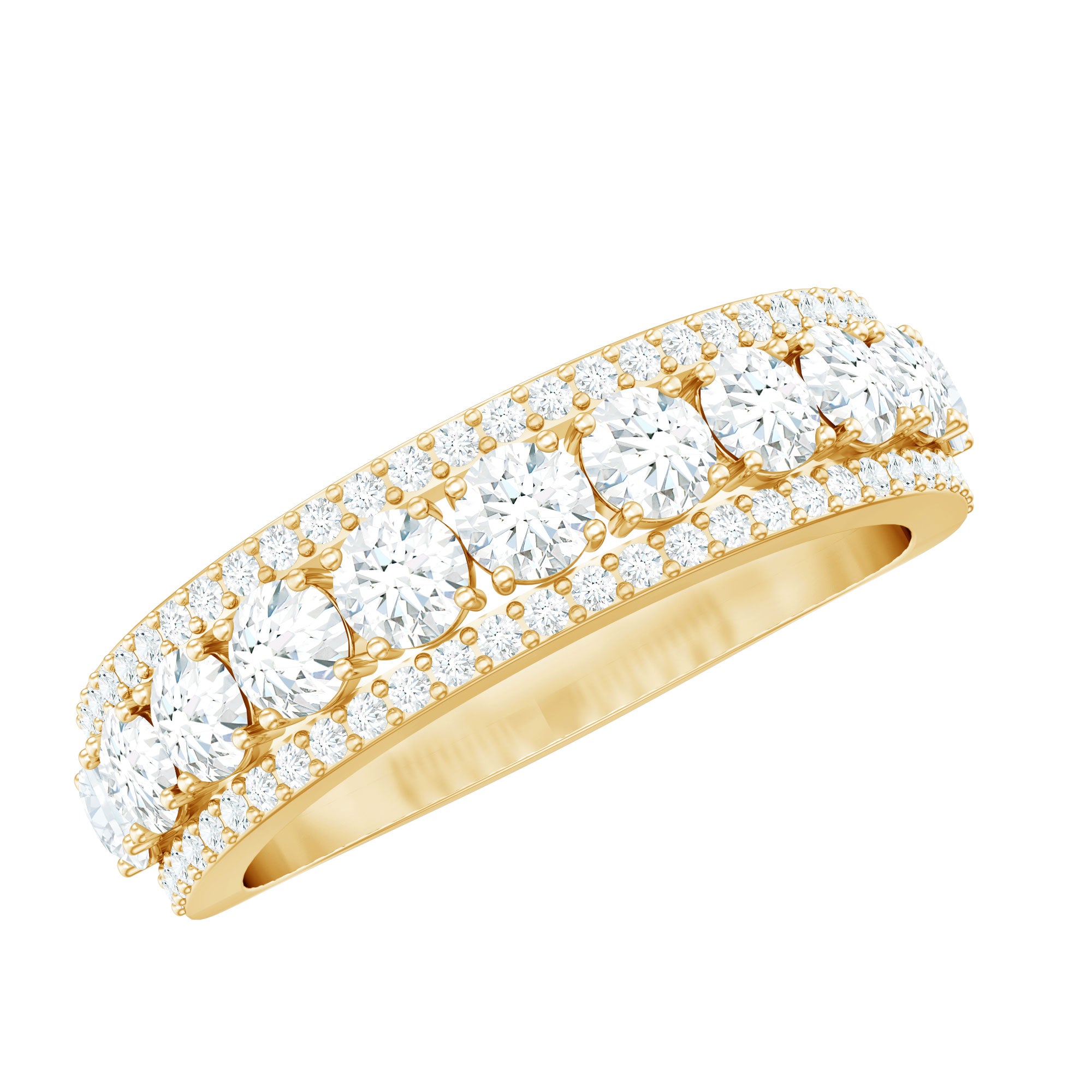 Certified Moissanite Wedding Anniversary Band Ring for Women D-VS1 - Rosec Jewels