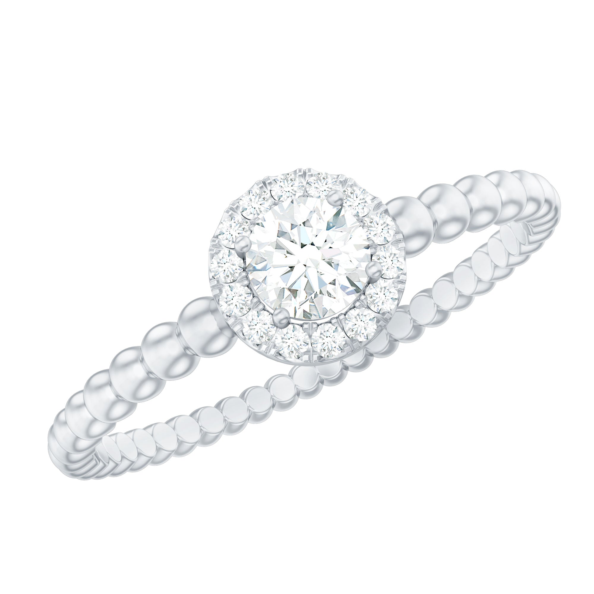 Diamond Engagement Ring in Prong Setting with Bubble Shank